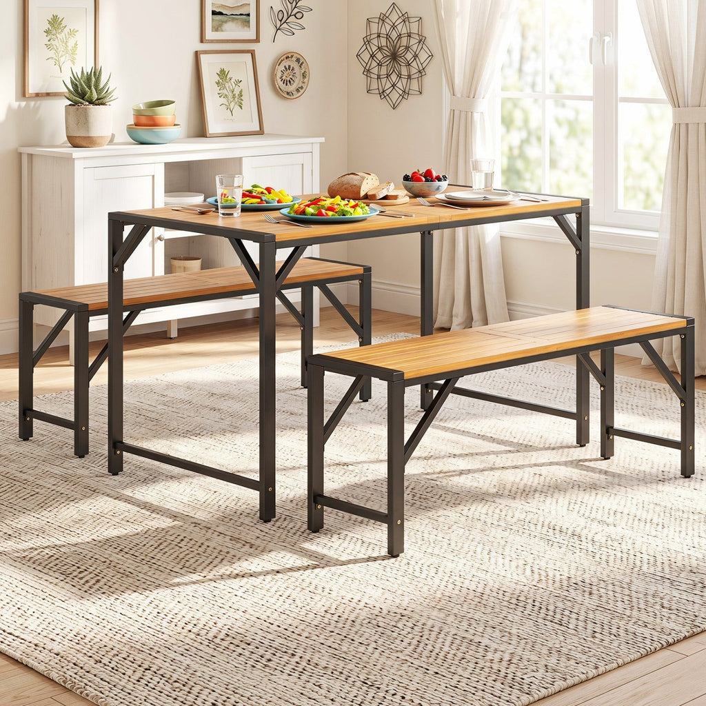 Acacia Wood Outdoor Bench 47.5" with Slatted Seat