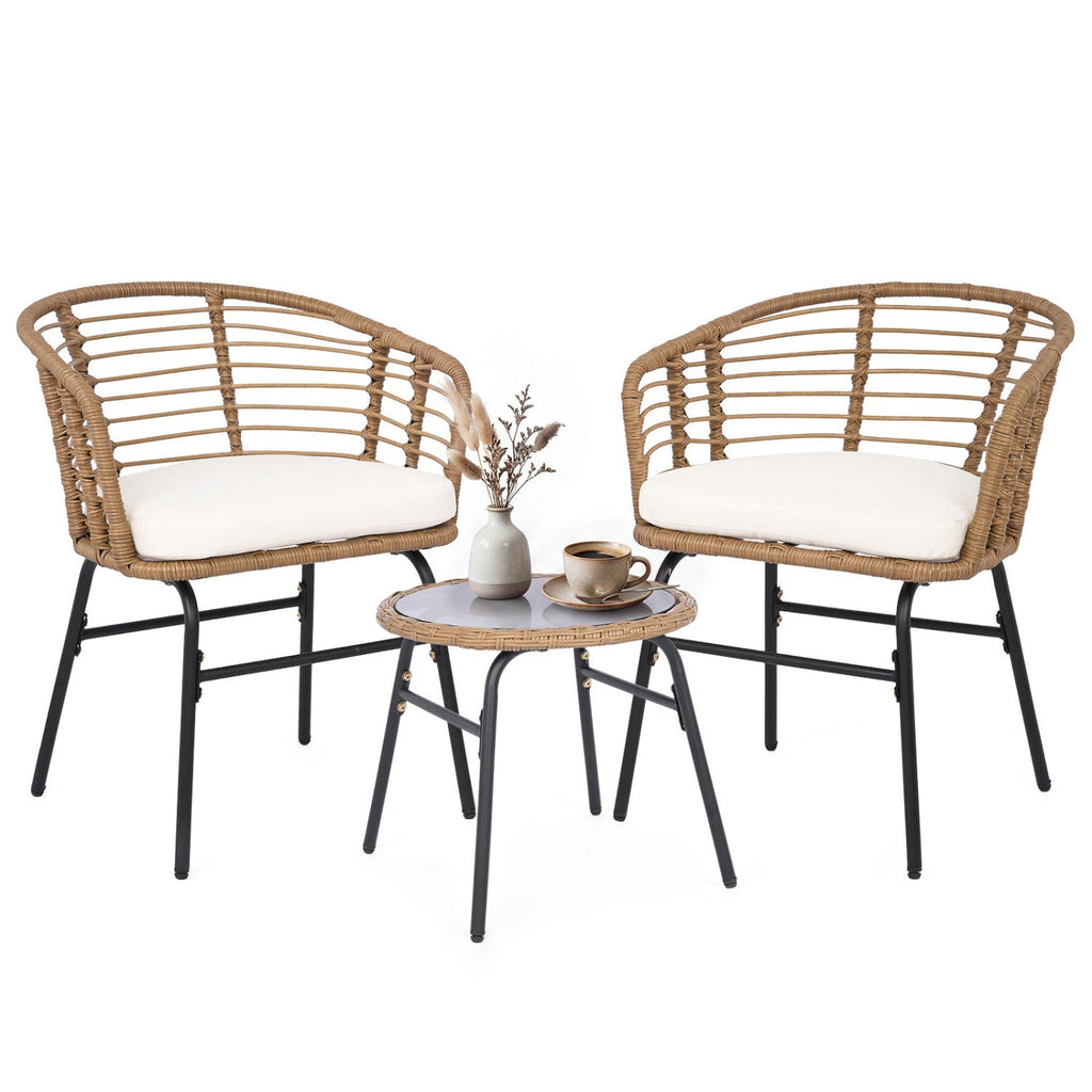 3-Piece Patio Conversation Set with Cushions