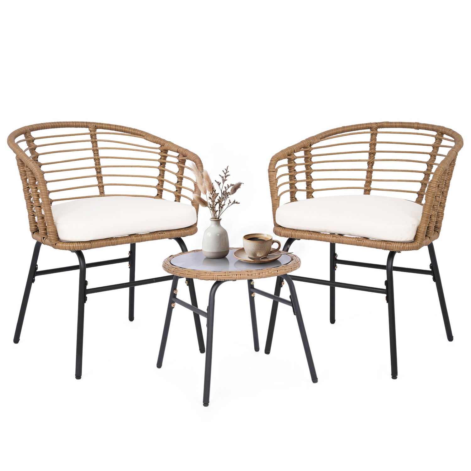 3-Piece Patio Conversation Set with Cushions