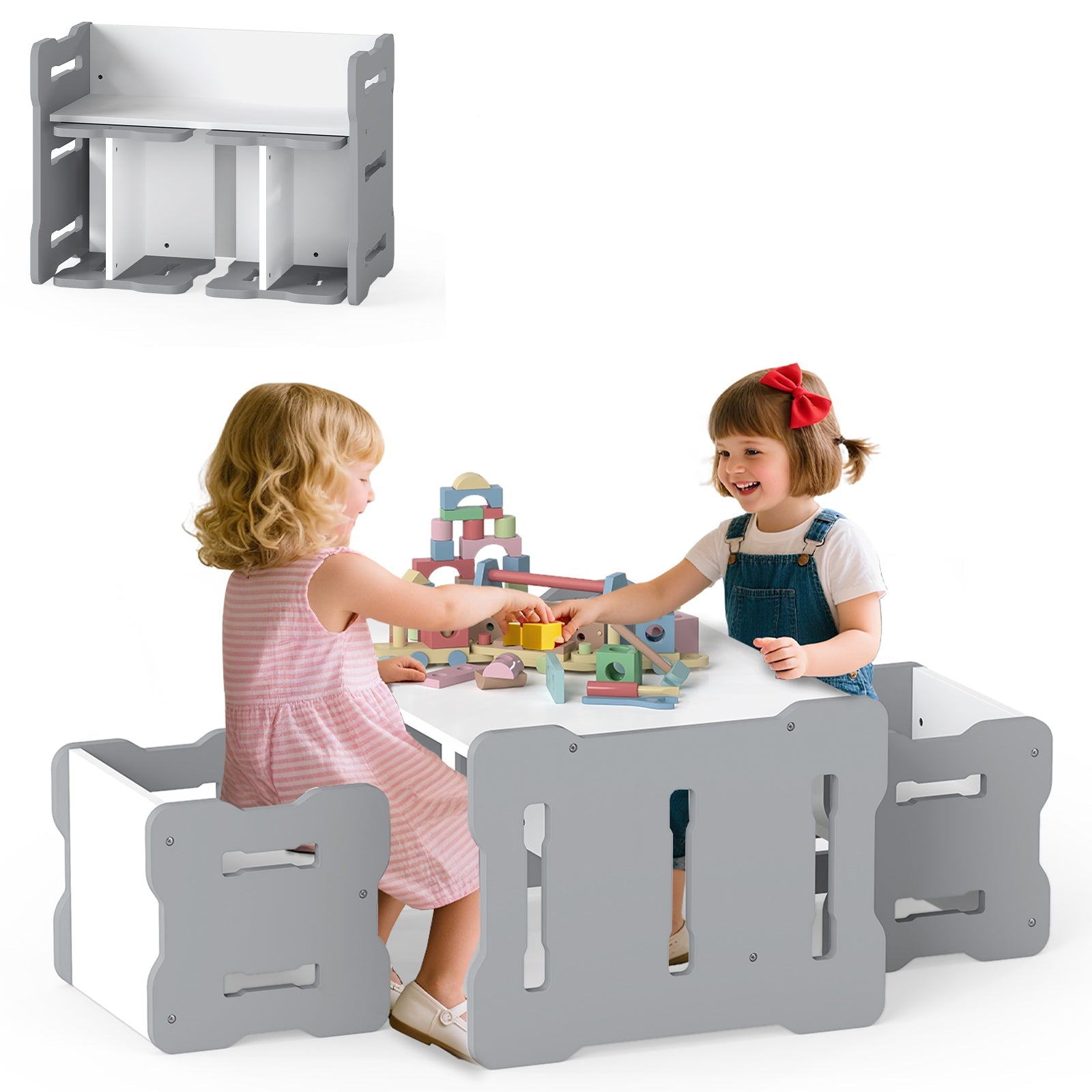 3-Piese Toddler Set with 2 Stools and Activity Table