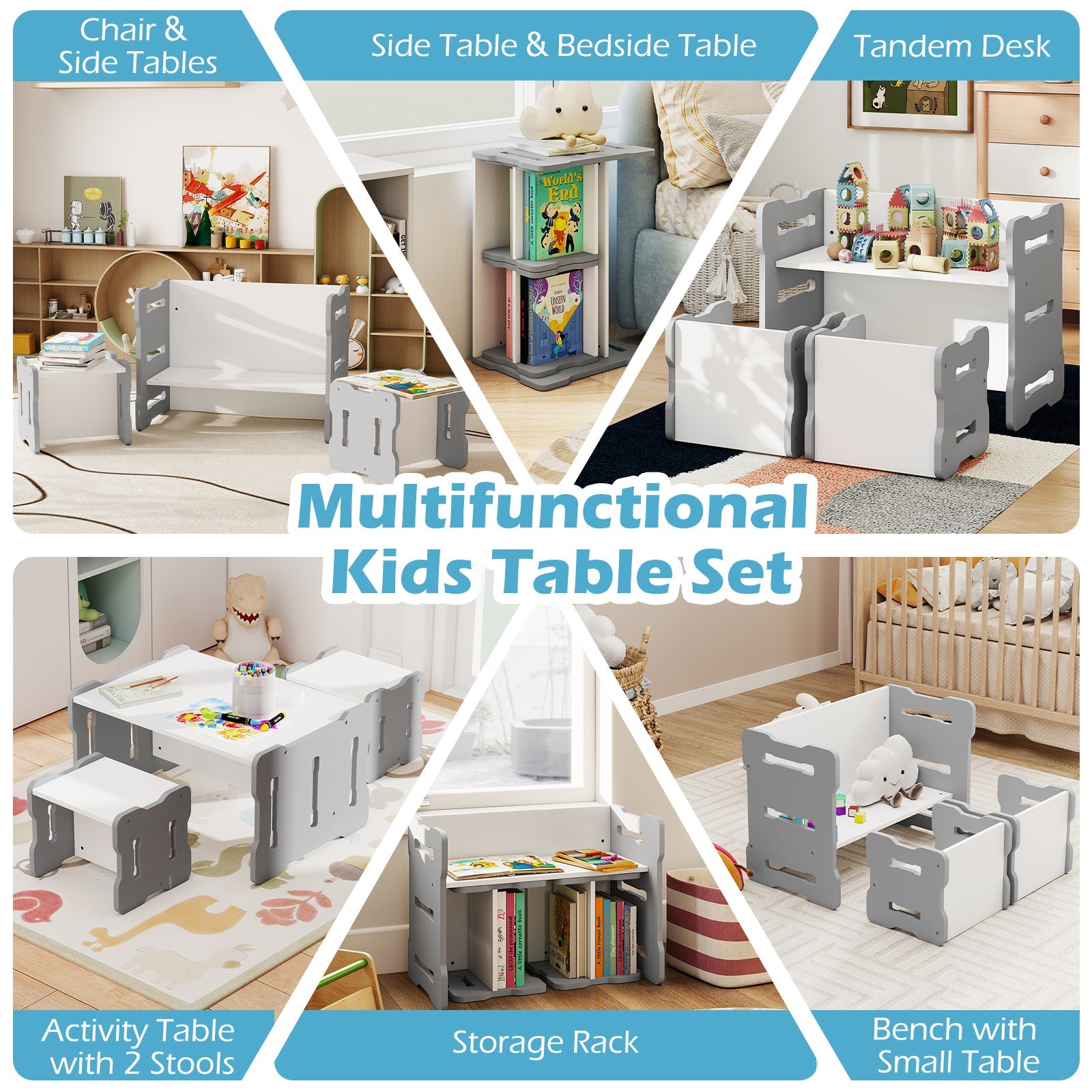 3-Piese Toddler Set with 2 Stools and Activity Table