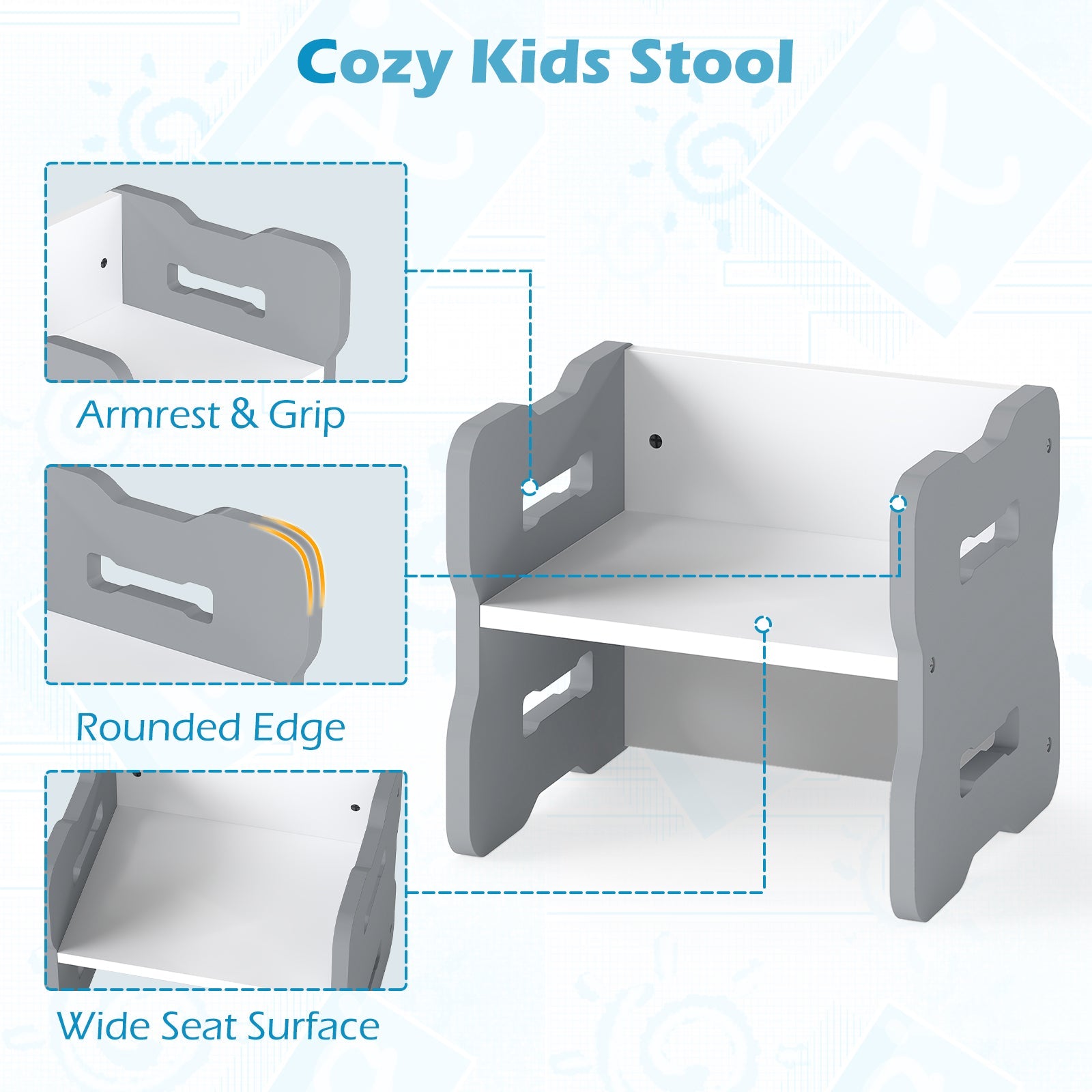 3-Piese Toddler Set with 2 Stools and Activity Table