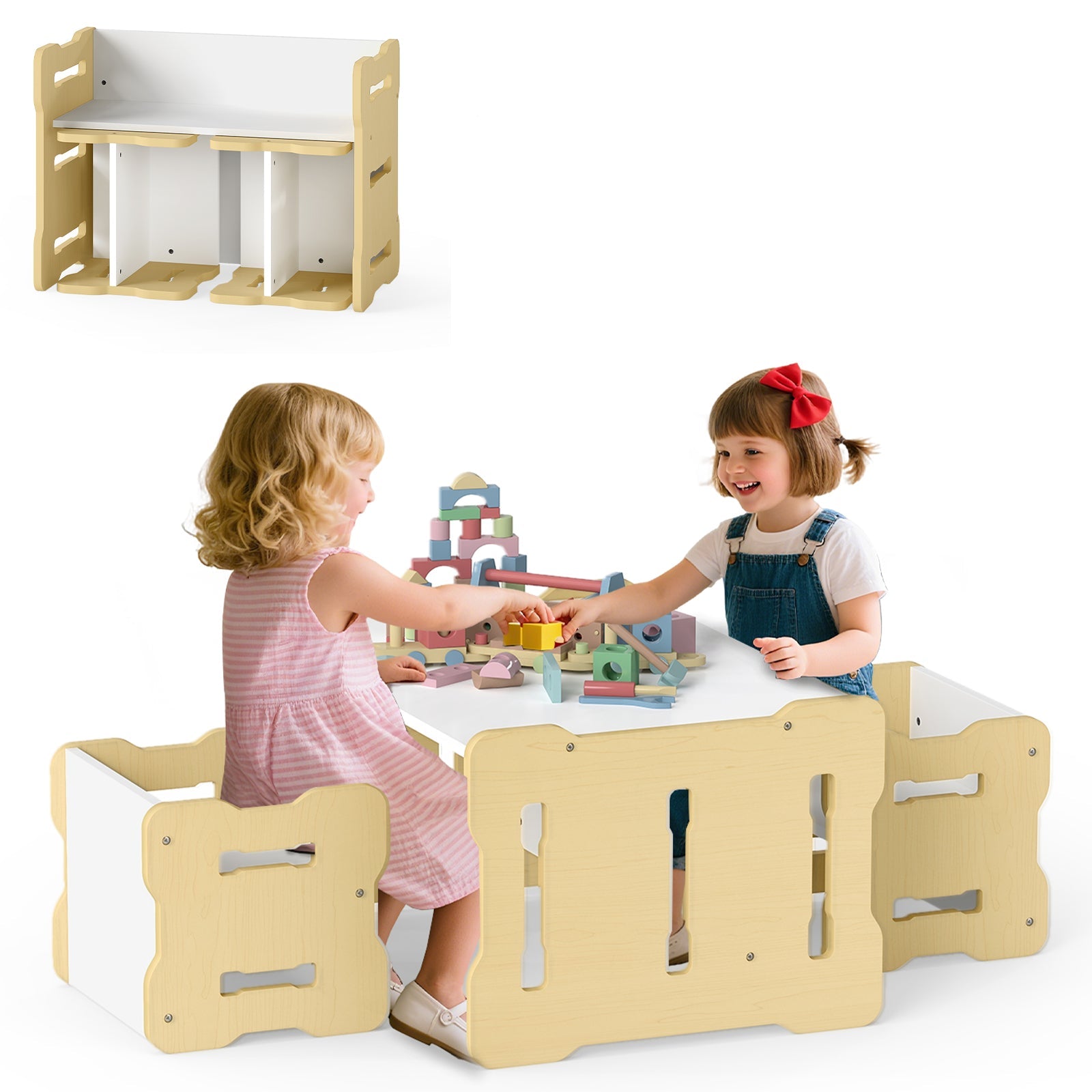 3-Piese Toddler Set with 2 Stools and Activity Table