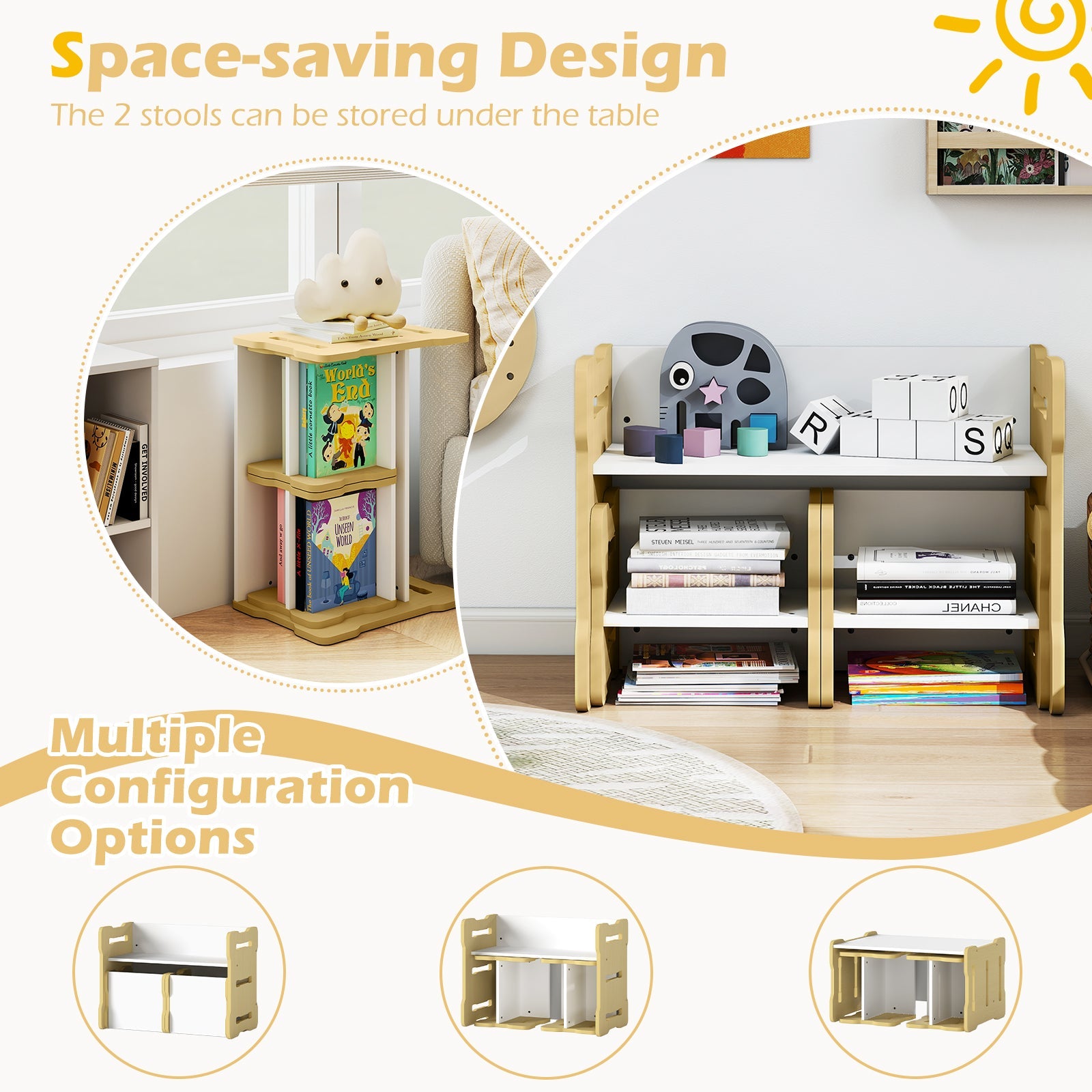 3-Piese Toddler Set with 2 Stools and Activity Table