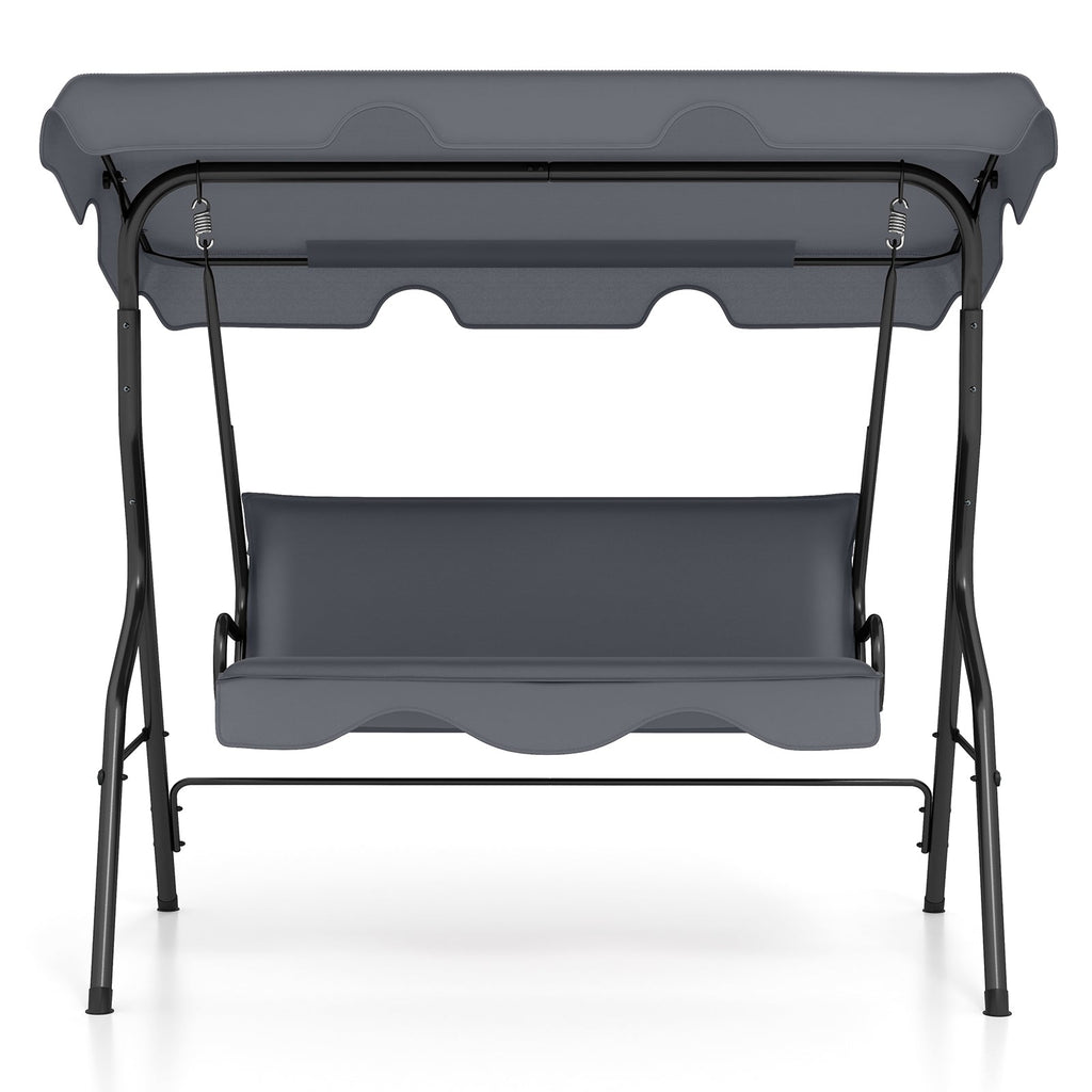 3 Seat Outdoor Patio Canopy Swing with Cushioned Steel Frame-Blue