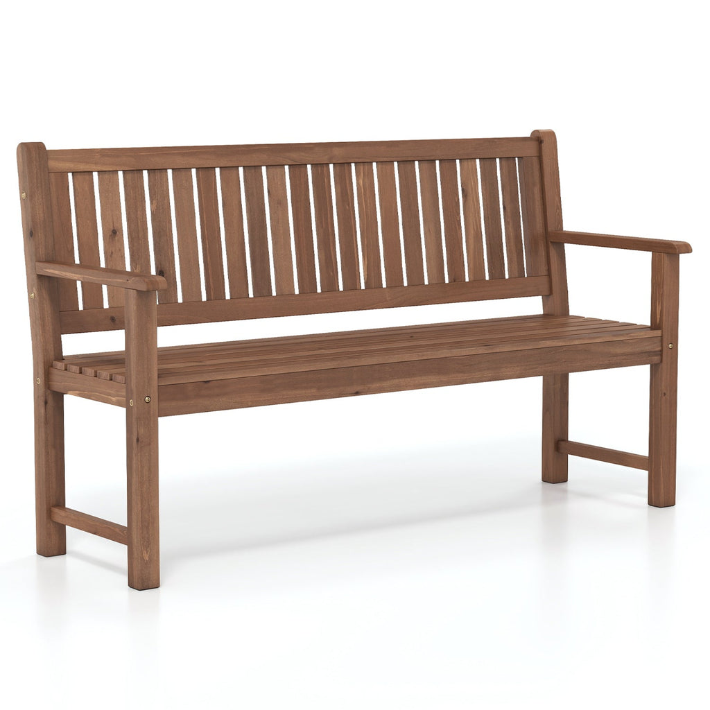 3-Seater Wooden Garden Bench with Backrest, 59 Inch