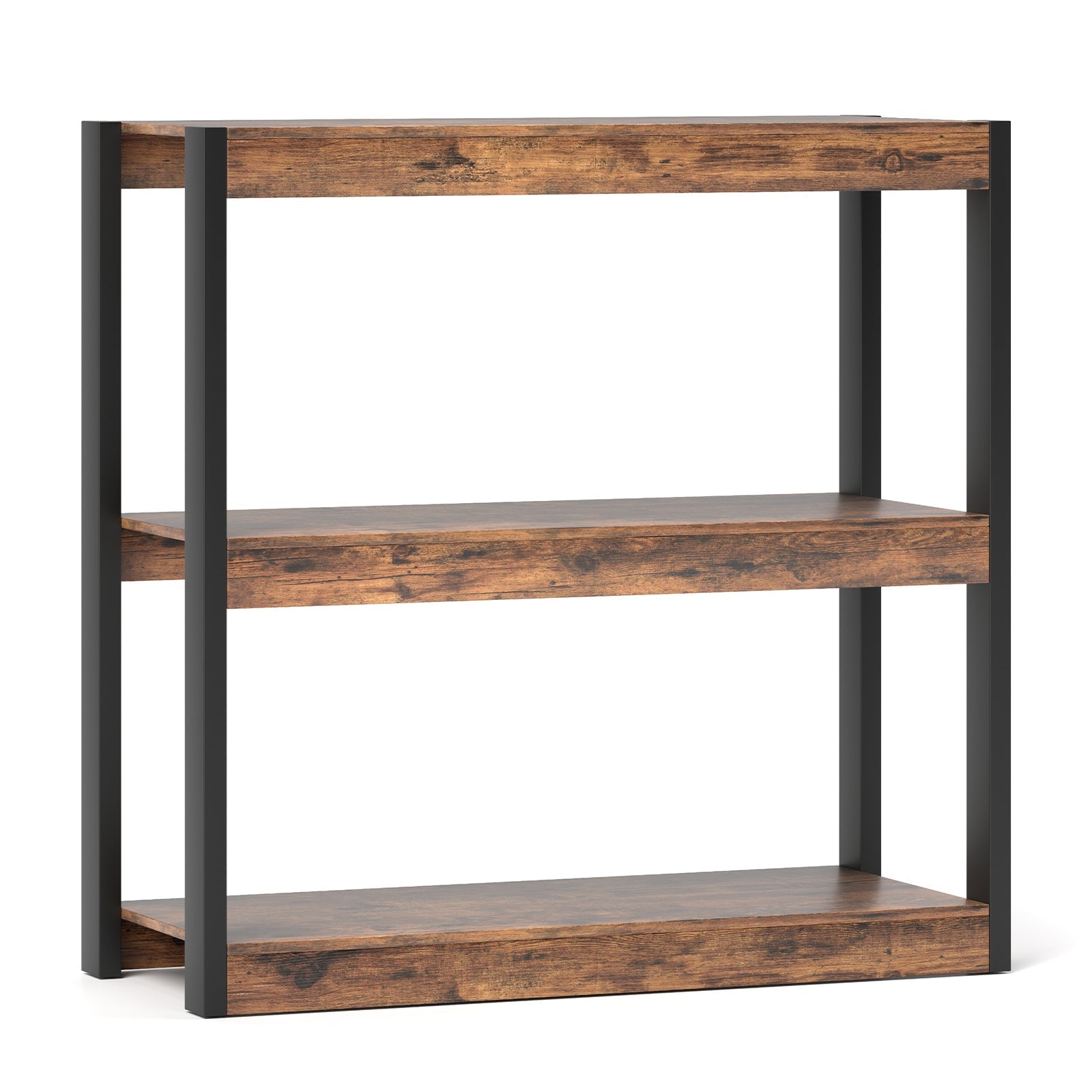 3 Tier Bookshelf Wooden Bookcase with Dual Anti-Tipping Kits