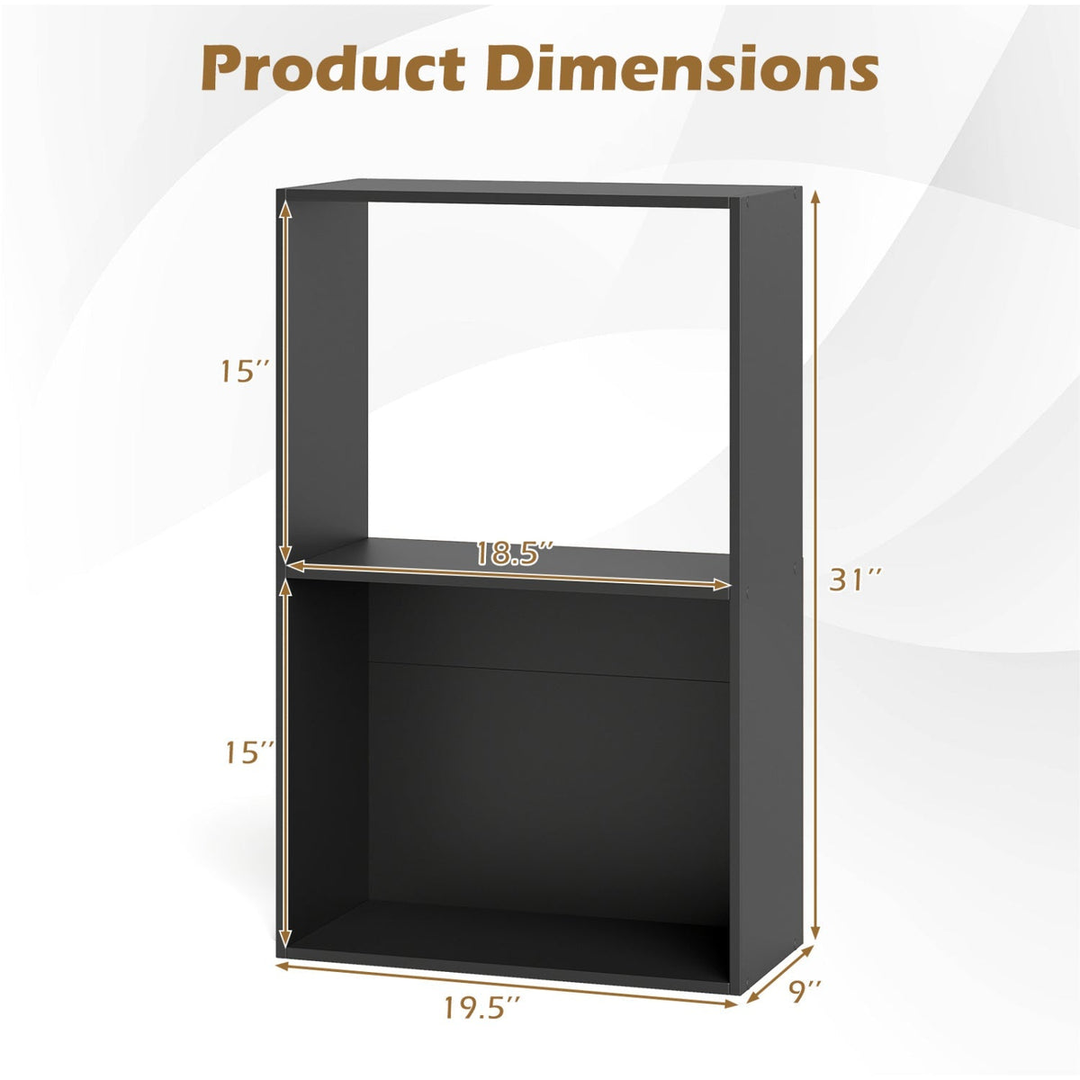3-Tier Bookshelf with Open Storage Compartments