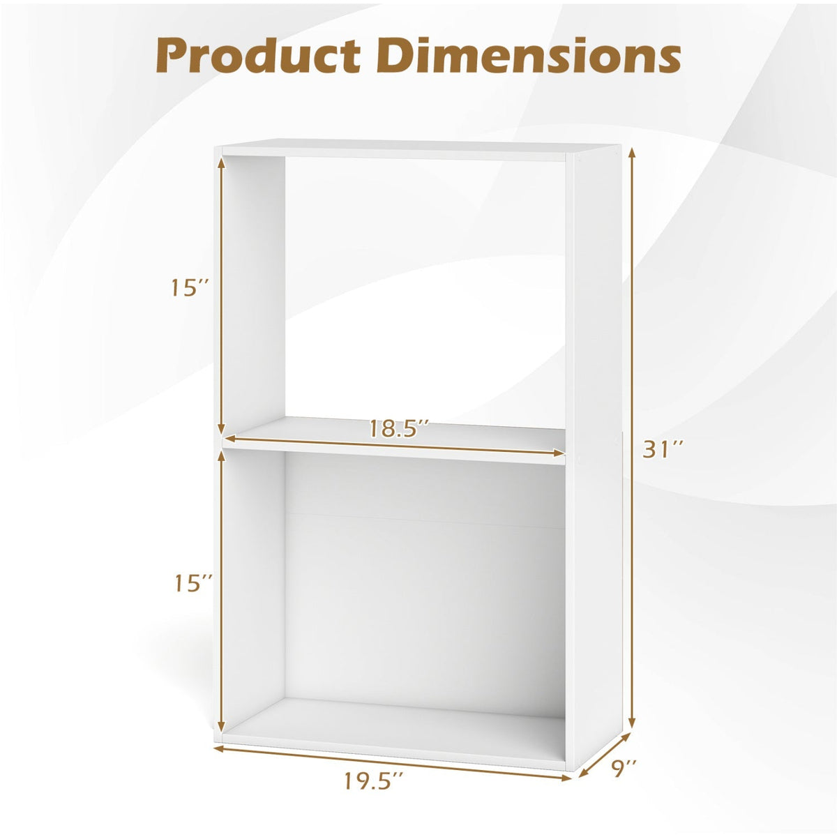 3-Tier Bookshelf with Open Storage Compartments