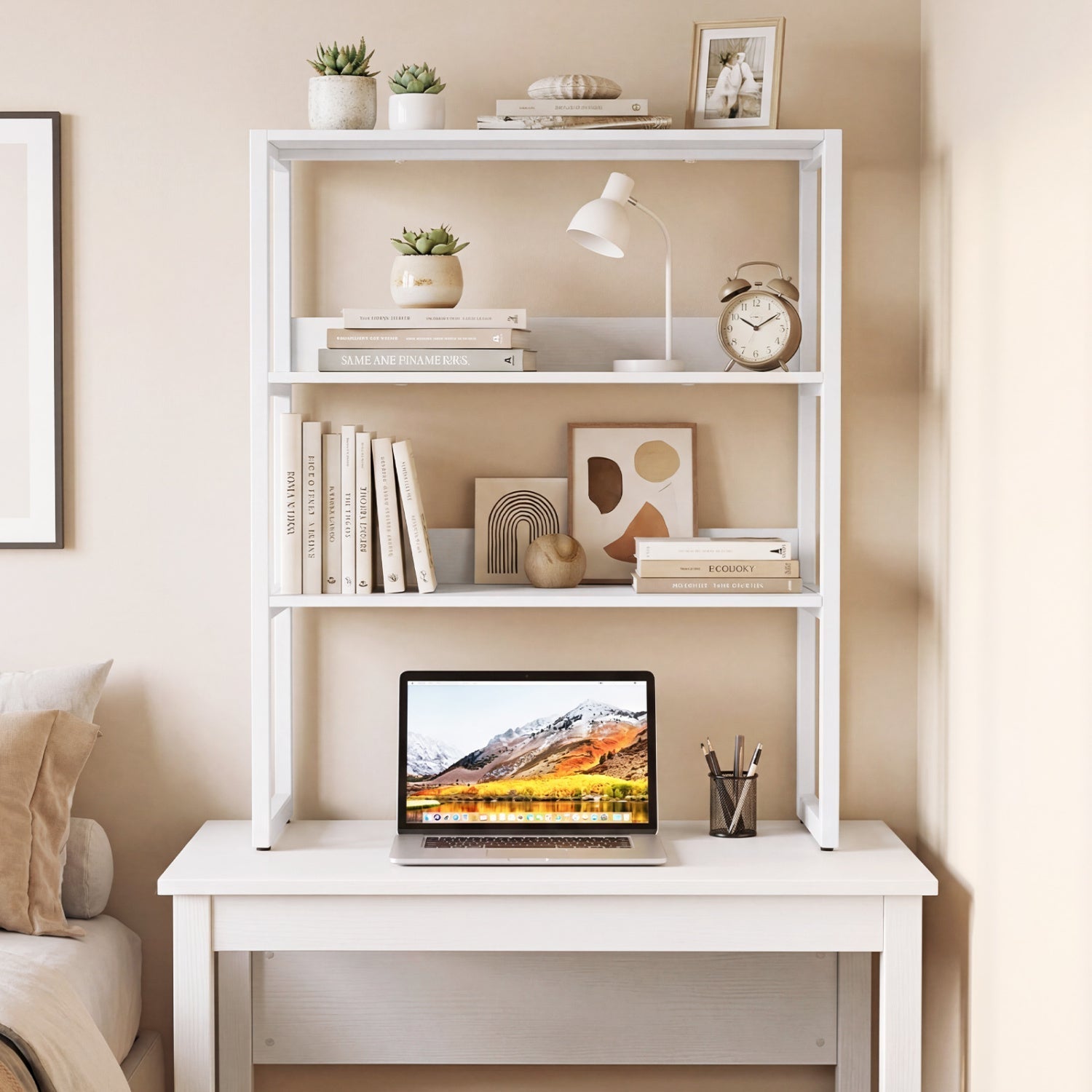 3-Tier Countertop Storage Hutch with Open Shelves