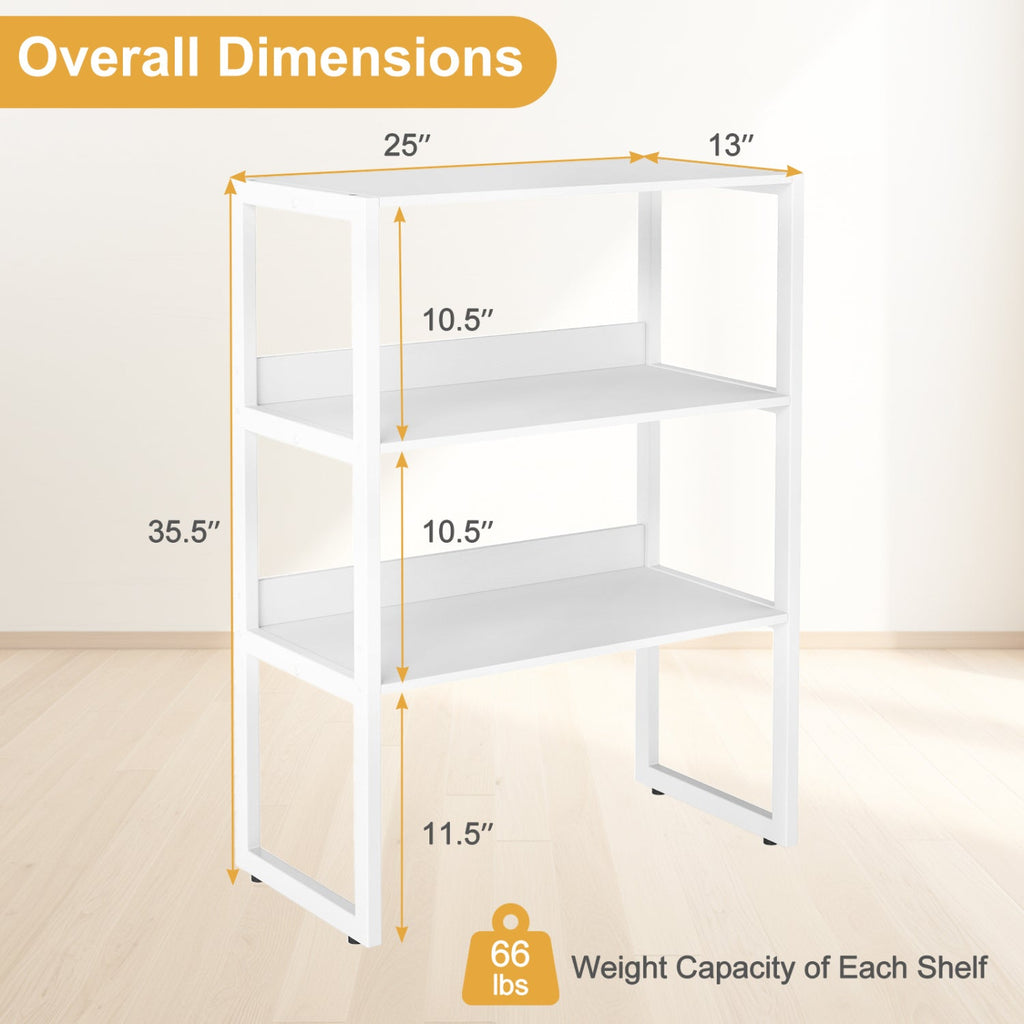 3-Tier Countertop Storage Hutch with Open Shelves