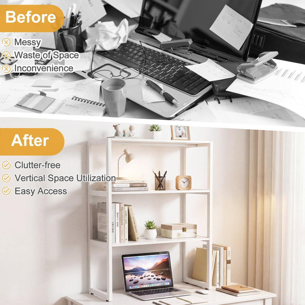 3-Tier Countertop Storage Hutch with Open Shelves