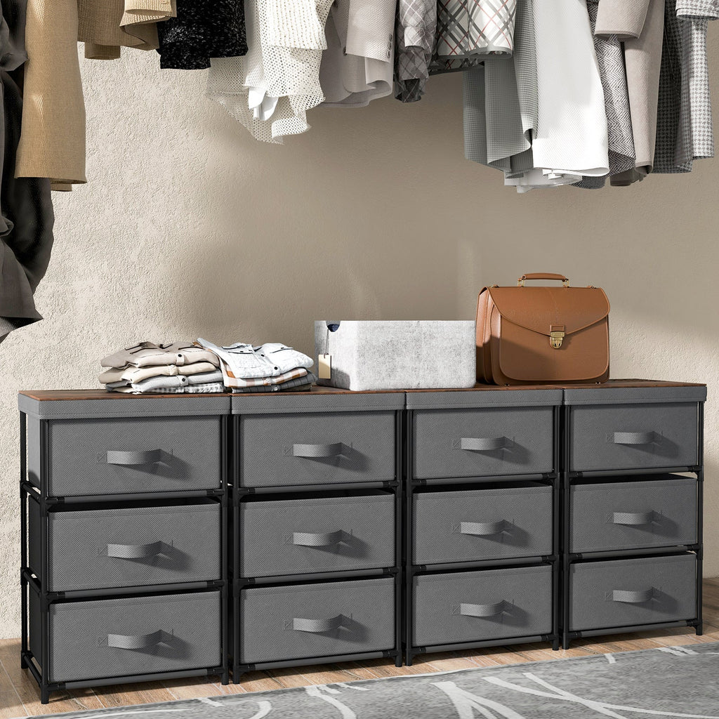 3-Tier Fabric Nightstand with Sturdy Metal Frame