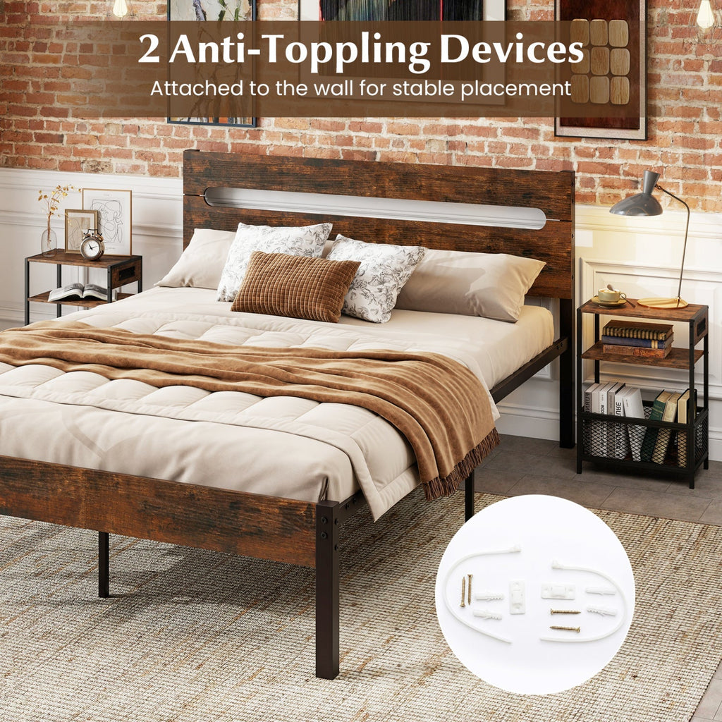 Industrial Side Table with Built-In Charging Station