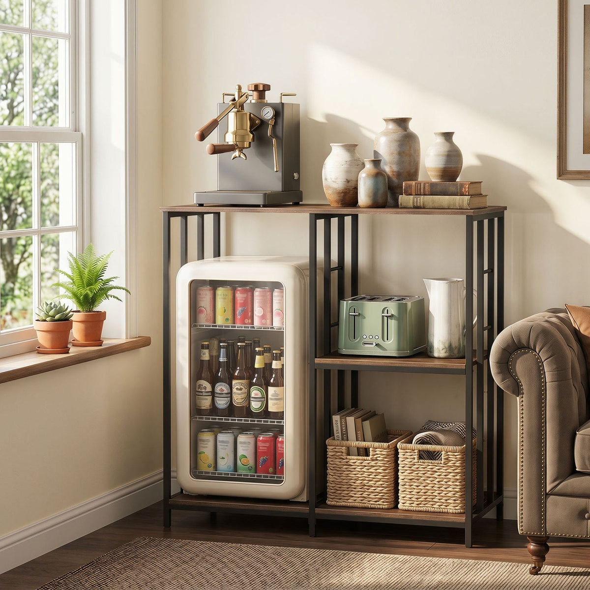 3-Tier Baker's Rack with Open Shelves - Rustic Brown
