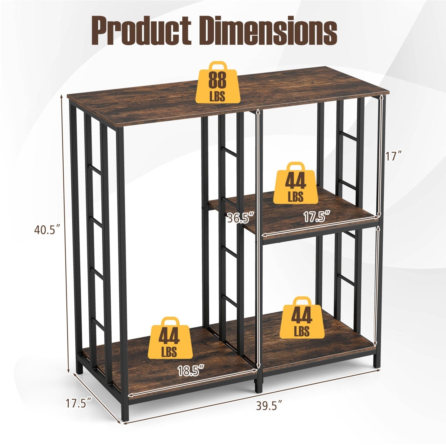 3-Tier Baker's Rack with Open Shelves - Rustic Brown