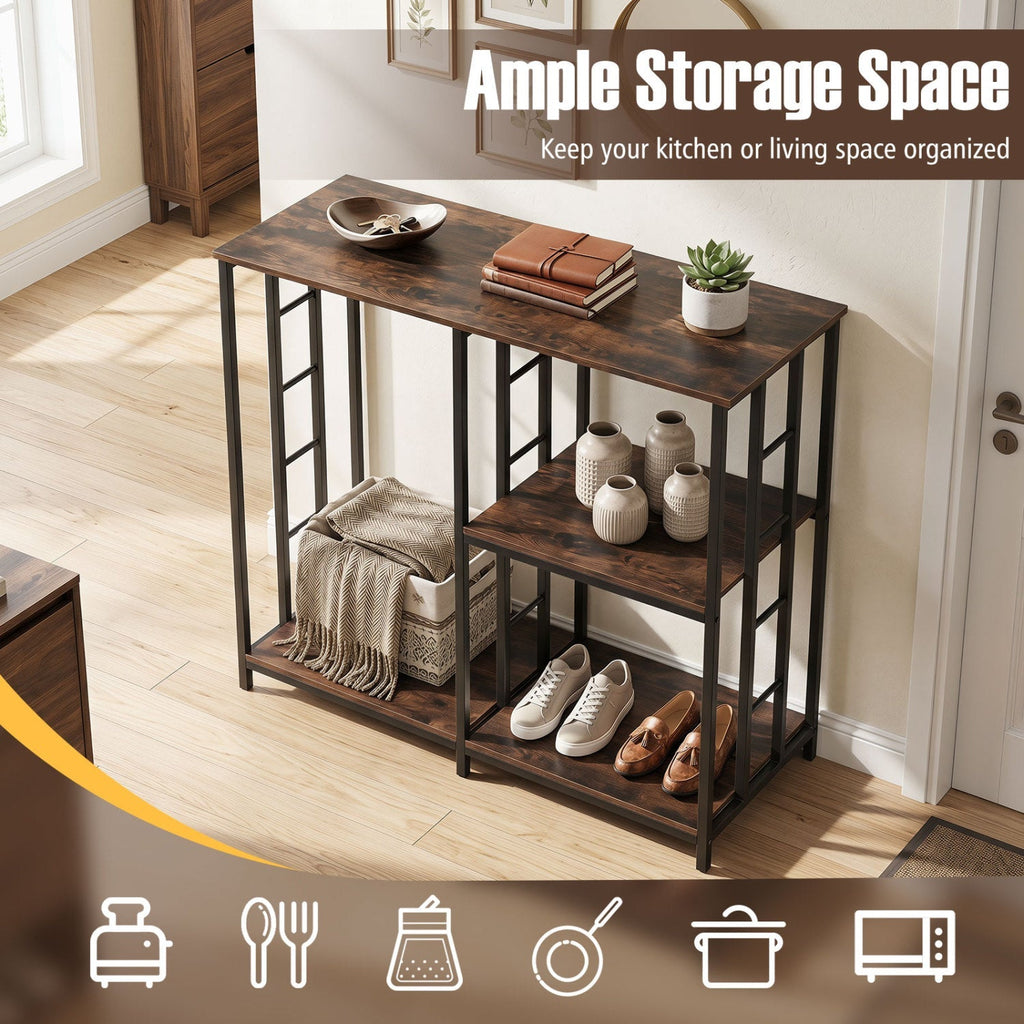 3-Tier Baker's Rack with Open Shelves - Rustic Brown