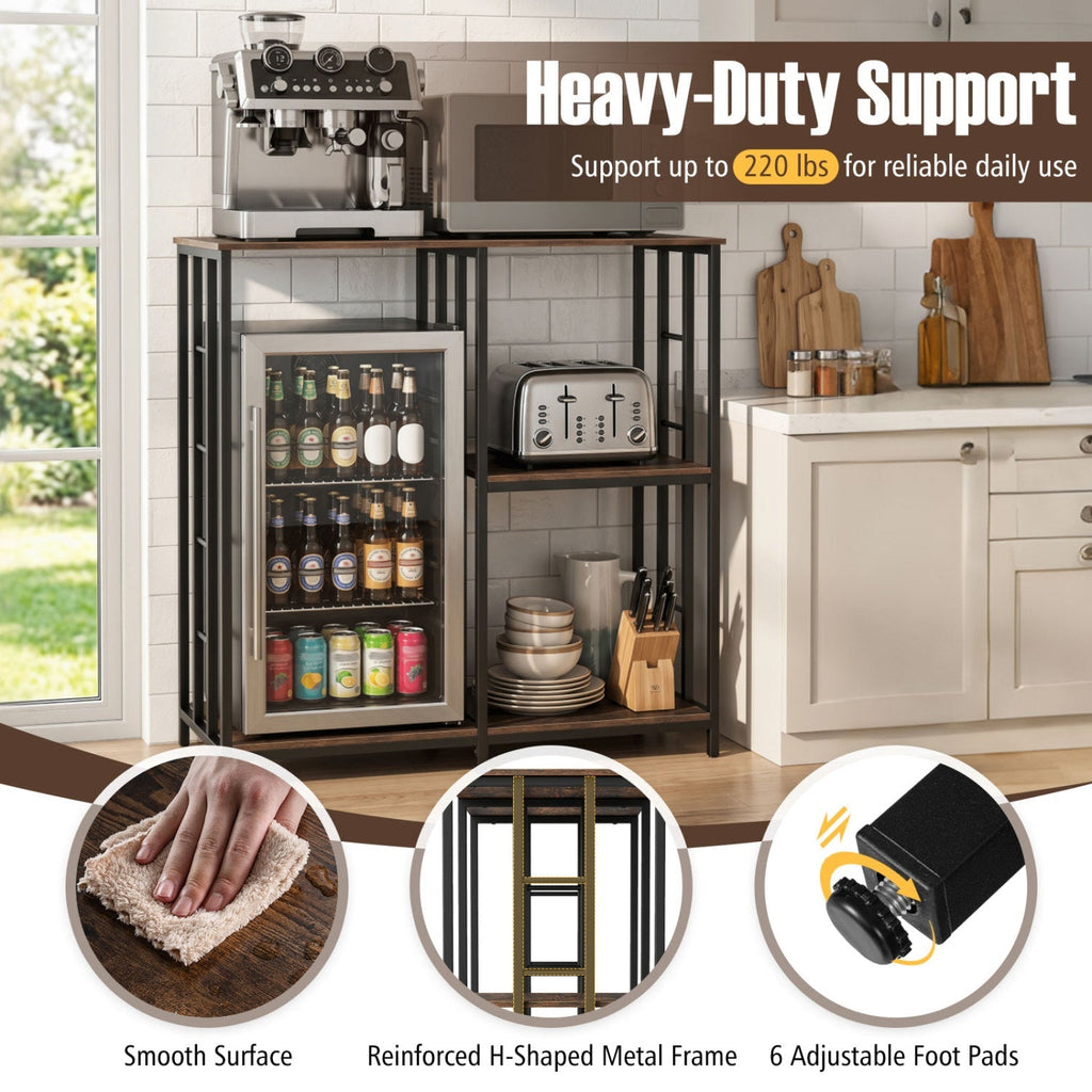 3-Tier Baker's Rack with Open Shelves - Rustic Brown