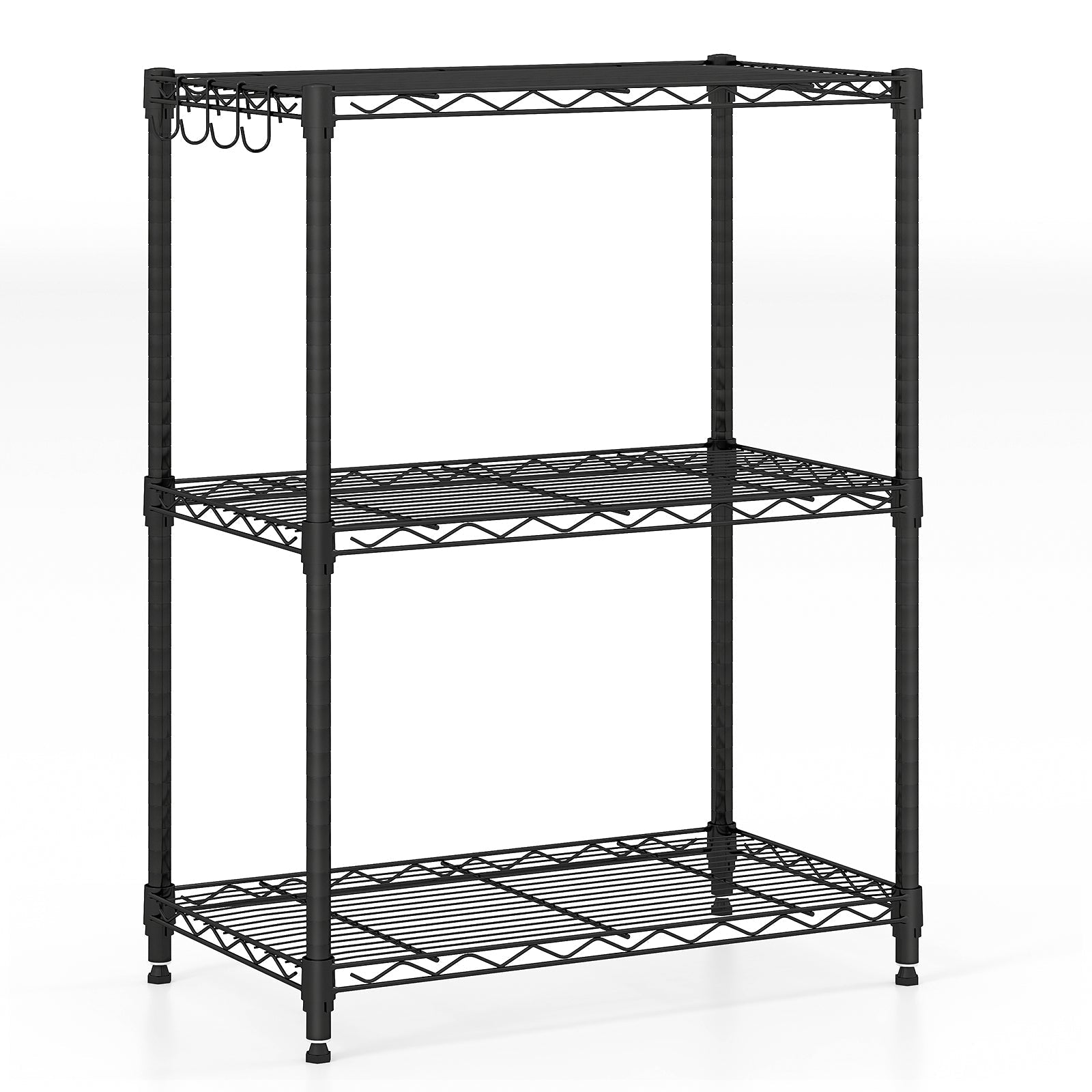 3-Tier Metal Storage Shelving Unit with V-Shaped Wire Rack and 450 LBS Capacity-Black