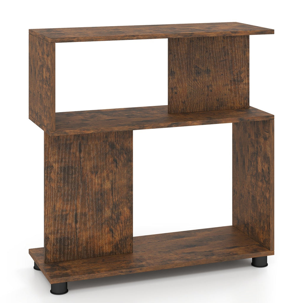 3-Tier S-Shaped Bookshelf with Adjustable Feet