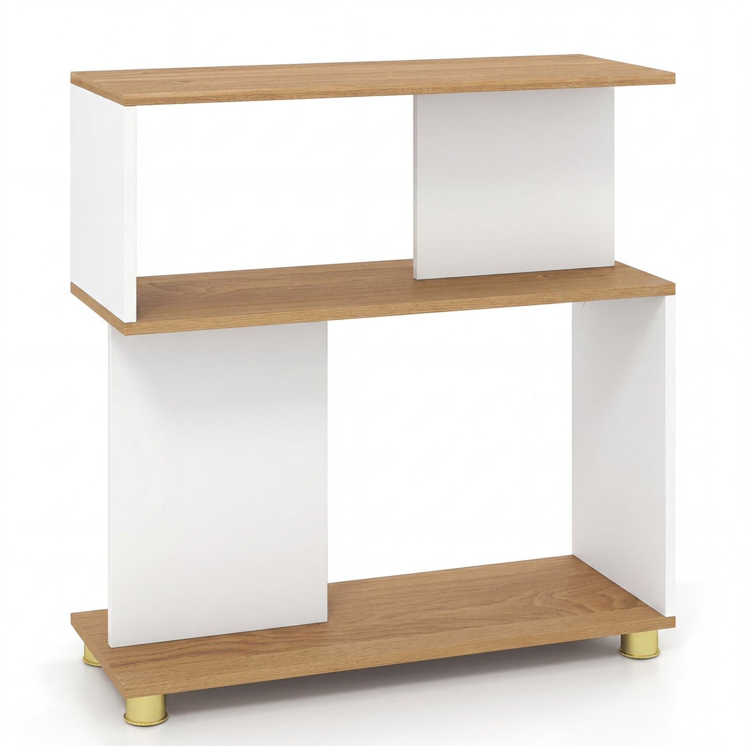 3-Tier S-Shaped Bookshelf with Adjustable Feet