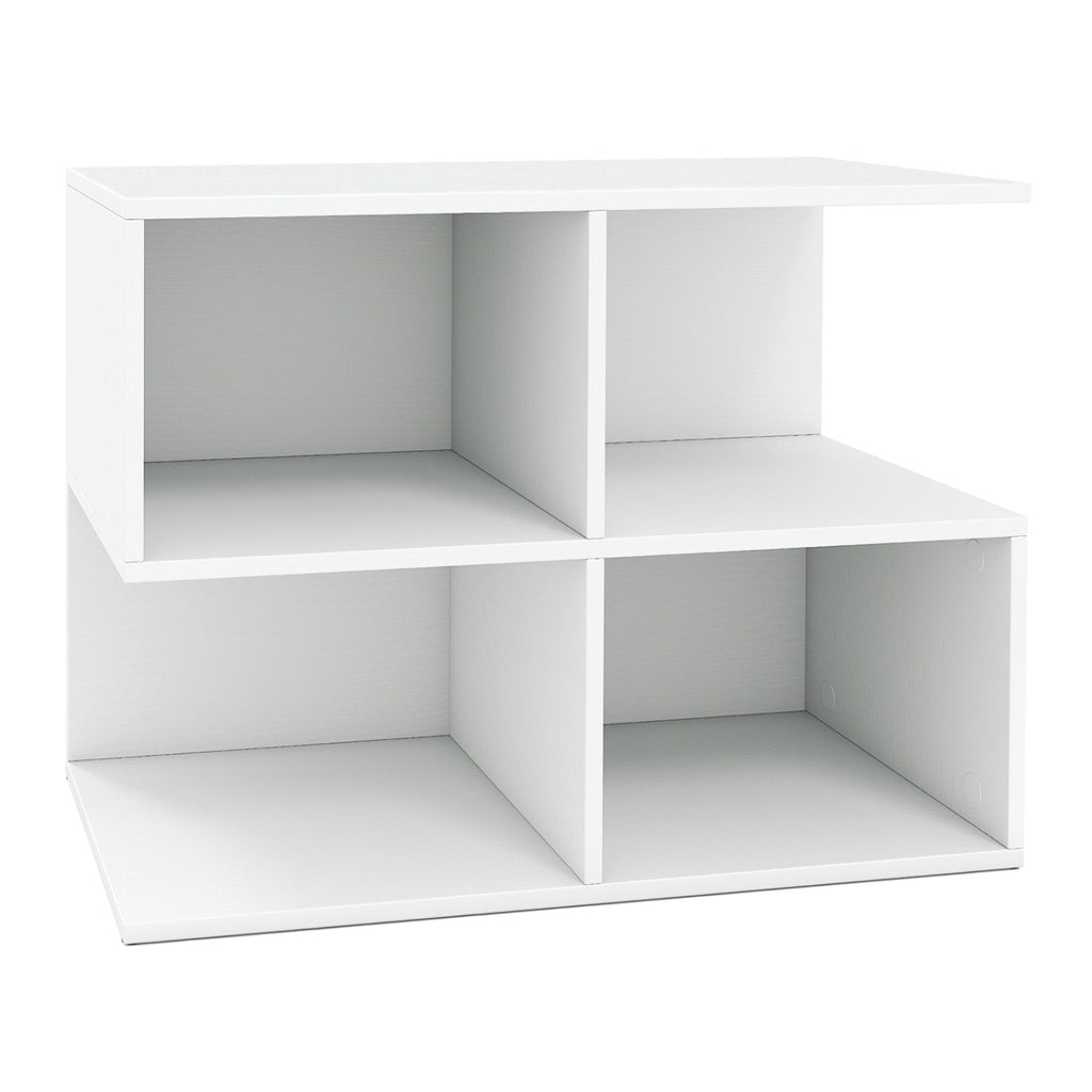 3-Tier S-Shaped End Table with 4 Storage Cubes