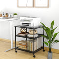 3 Tier Printer Stand Rolling Fax Cart with Adjustable Shelf and Swivel Wheels