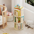 3-Tier Rotating Bookshelf with Dividers and Anti-falling Baffles