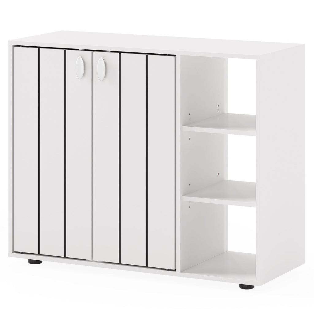 3-Tier Shoe Cabinet with Doors with Adjustable Open Shelves for Entryway