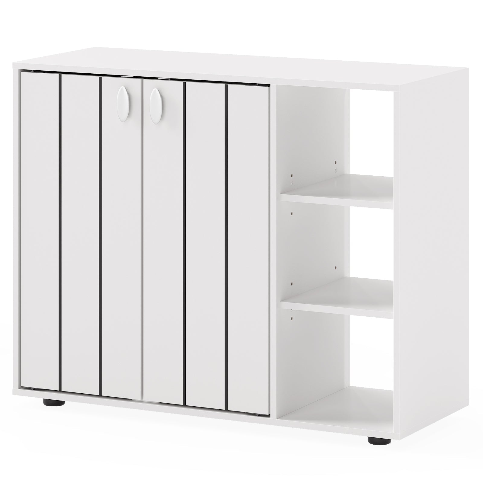3-Tier Shoe Cabinet with Doors with Adjustable Open Shelves for Entryway