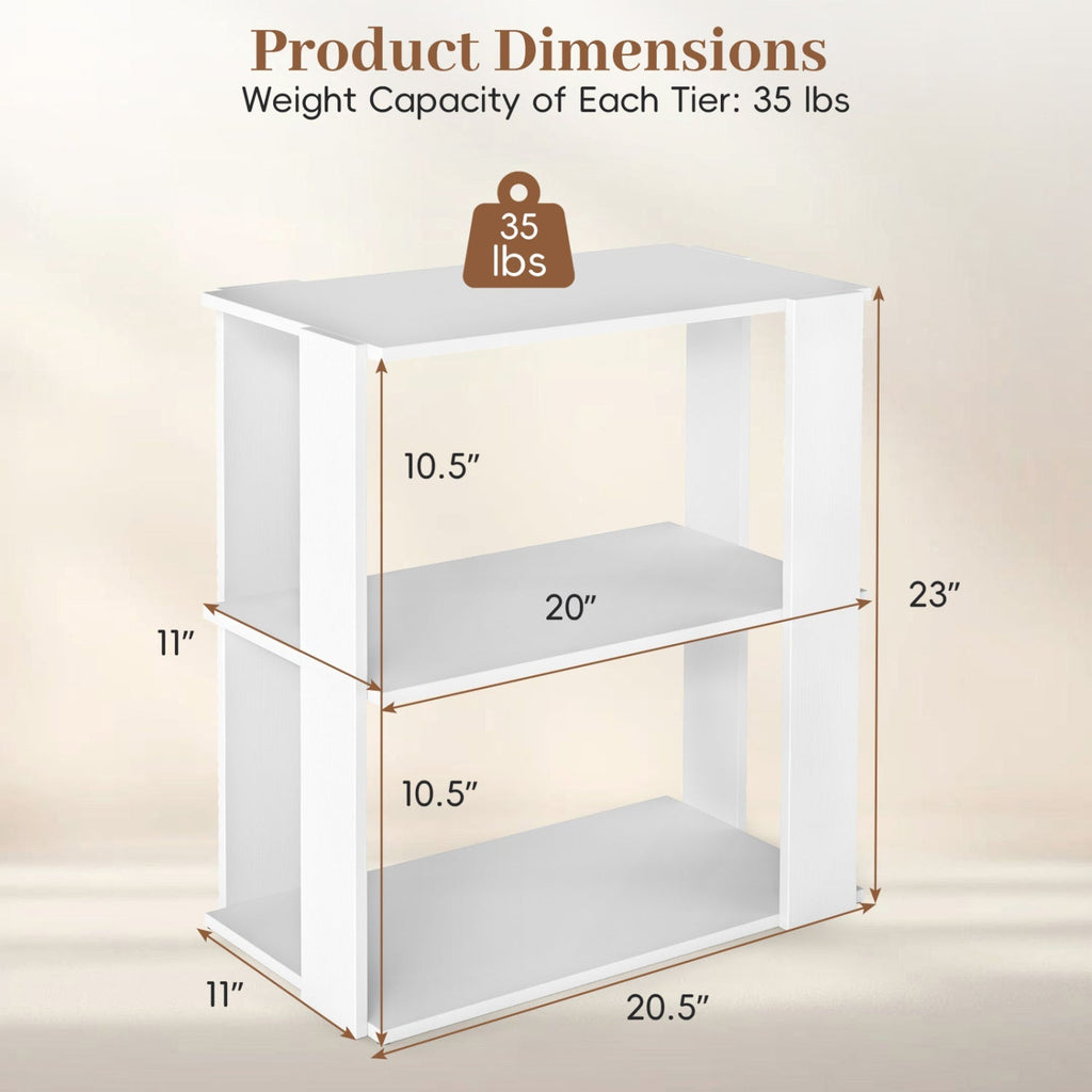 3-Tier Stackable Shoe Rack with Anti-Tip Design - White