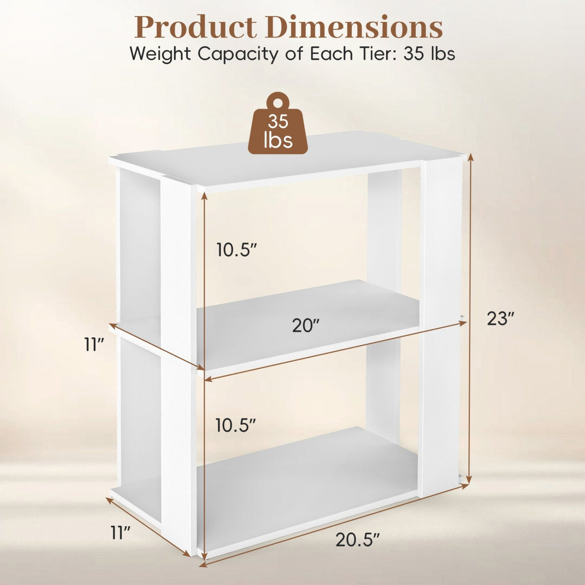 3-Tier Stackable Shoe Rack with Anti-Tip Design - White