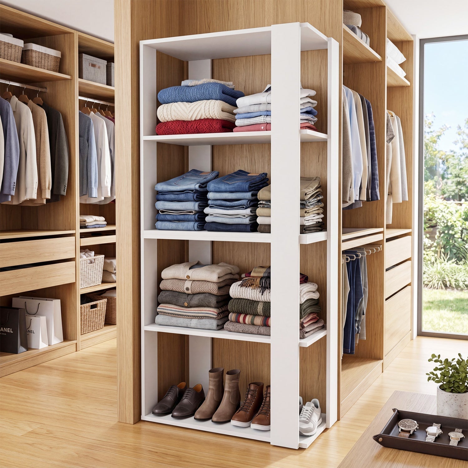 3-Tier Stackable Shoe Rack with Anti-Tip Design - White