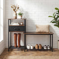 3-Tier Shoe Storage Bench with Drawer and Metal Frame