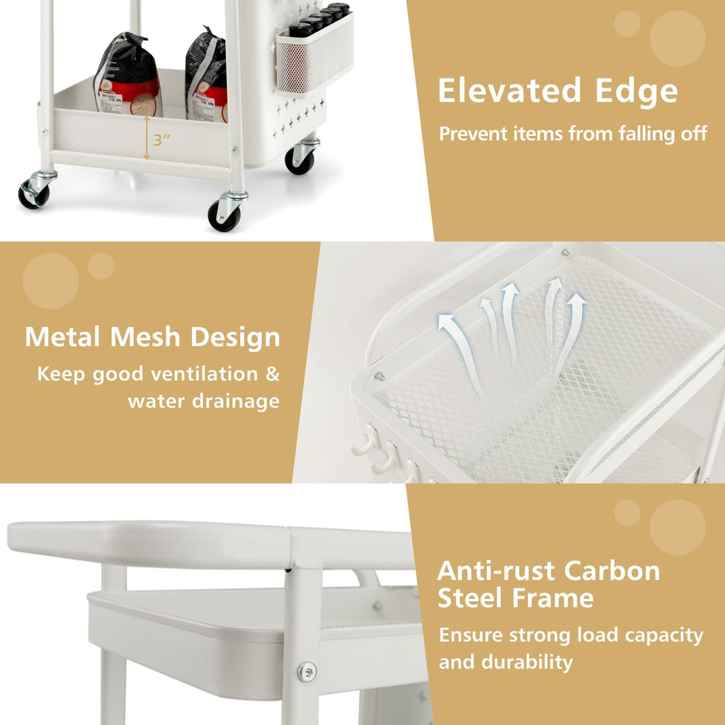 3-Tier Utility Storage Cart with DIY Pegboard Baskets