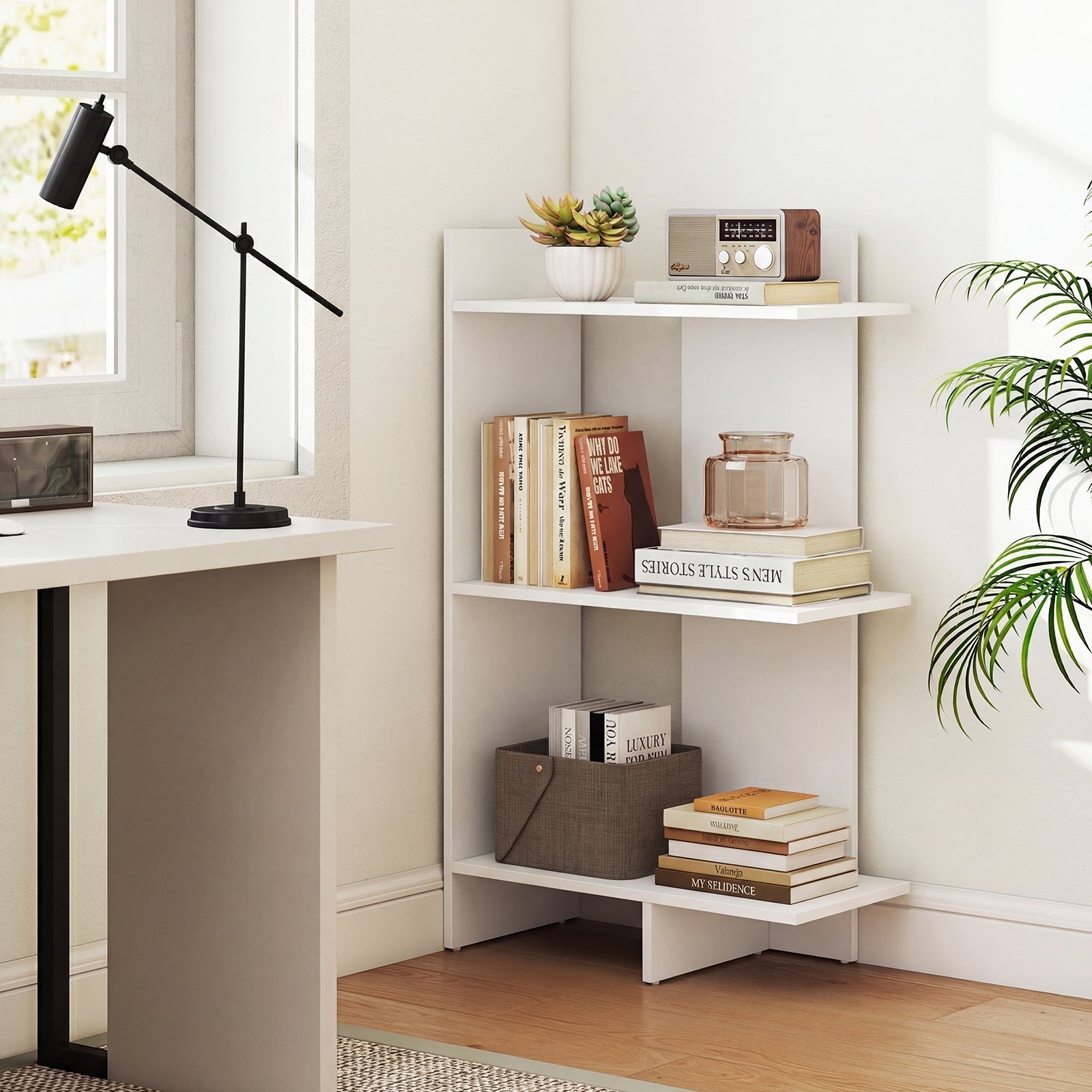 3 Tier Wooden Bookshelf with Anti-Tipping Kit