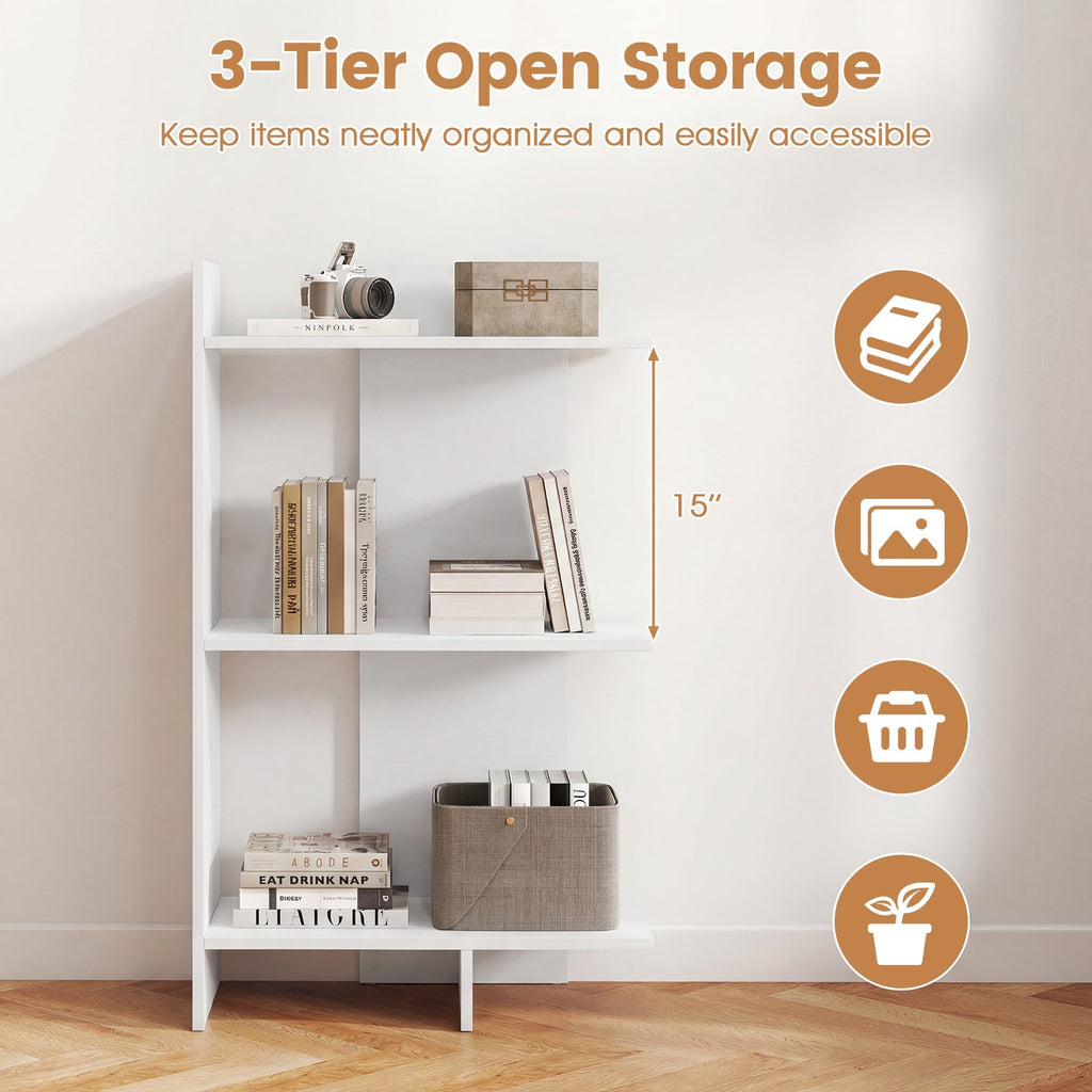 3 Tier Wooden Bookshelf with Anti-Tipping Kit