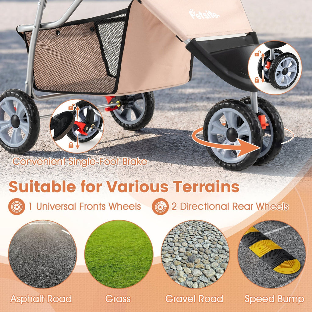 3 Wheel Pet Stroller for Small Dogs Cats up to 33 LBS