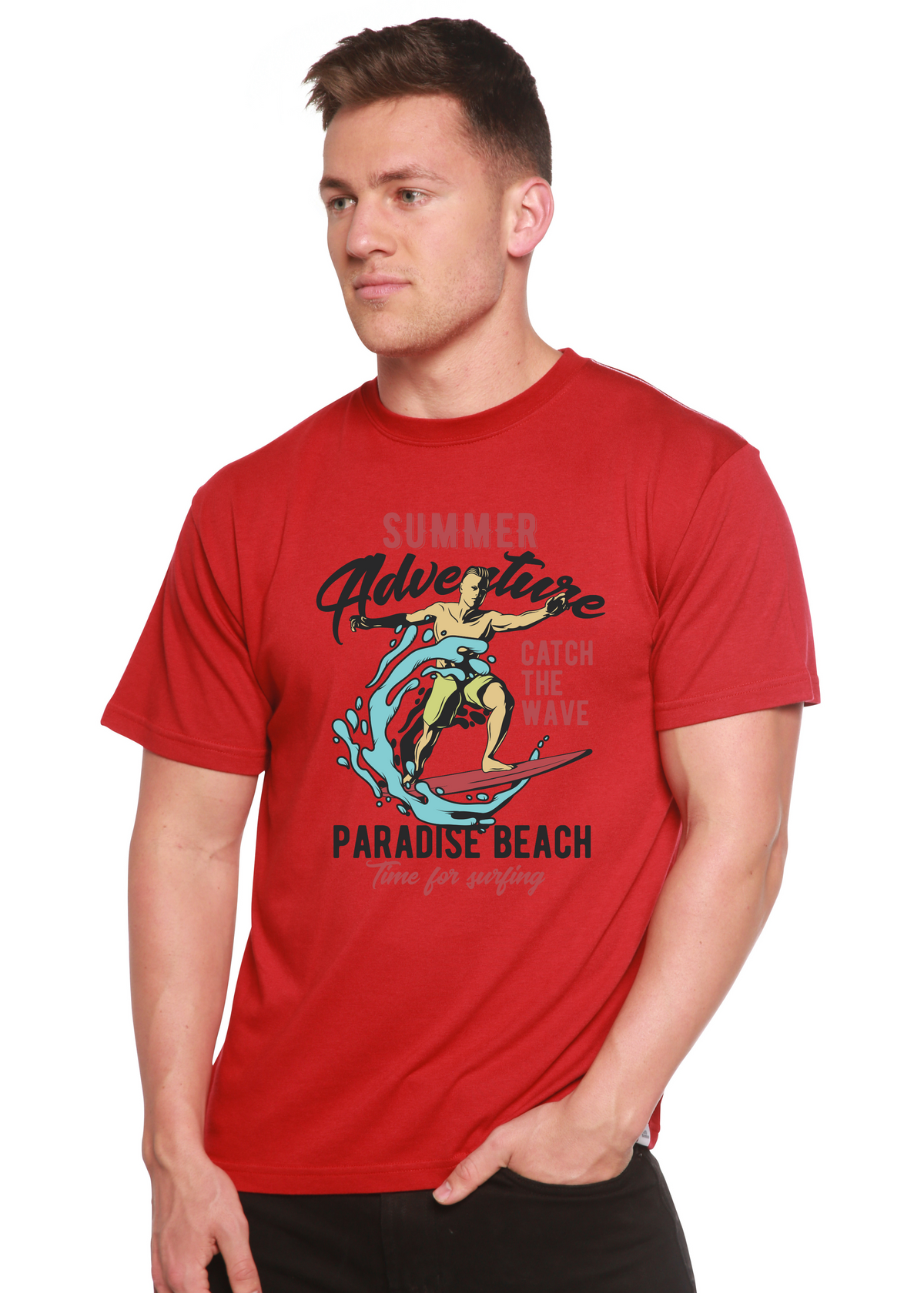 Catch The Wave Men's Bamboo Viscose/Organic Cotton Short Sleeve Graphic T-Shirt