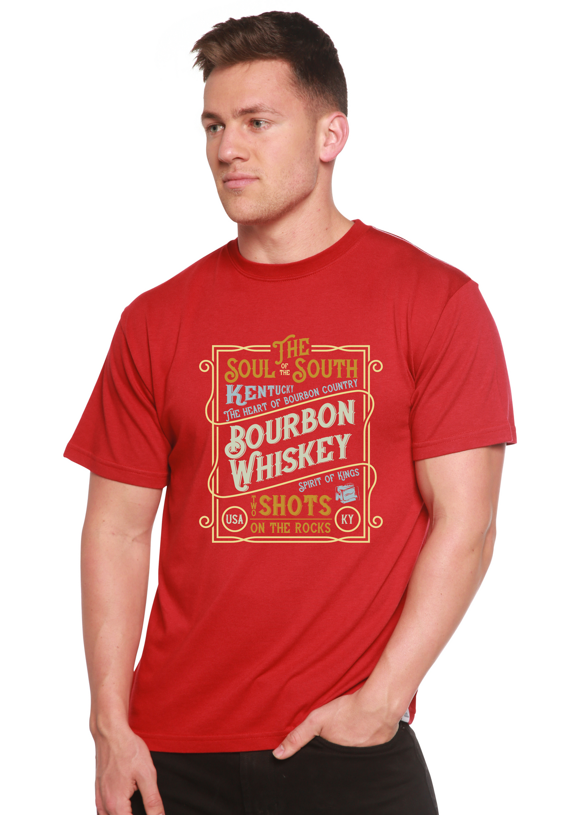 Bourbon Whiskey Men's Bamboo Viscose/Organic Cotton Short Sleeve Graphic T-Shirt