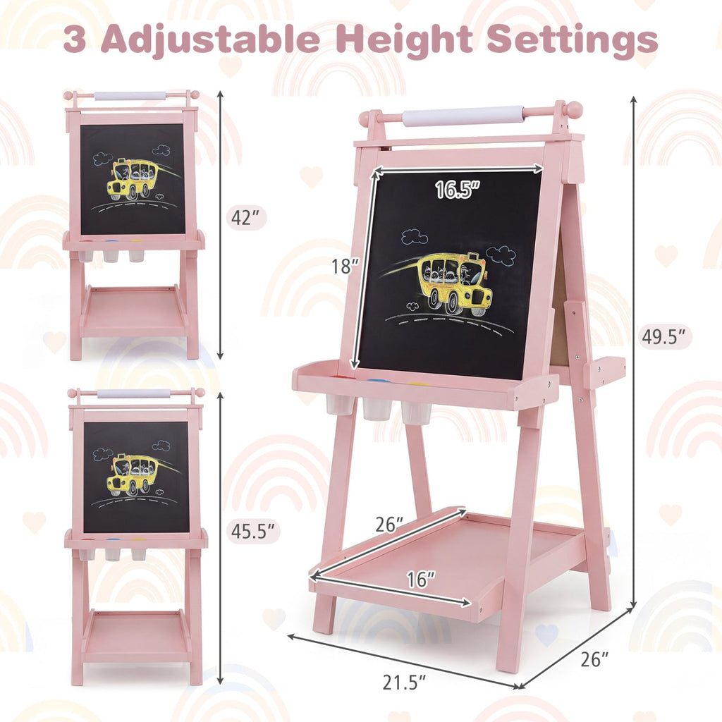 Double-Sided Kids Art Easel with Chalkboard & Whiteboard