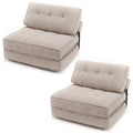 3-in-1 Folding Sofa Bed Set with Bolster - Beige (Set of 2)