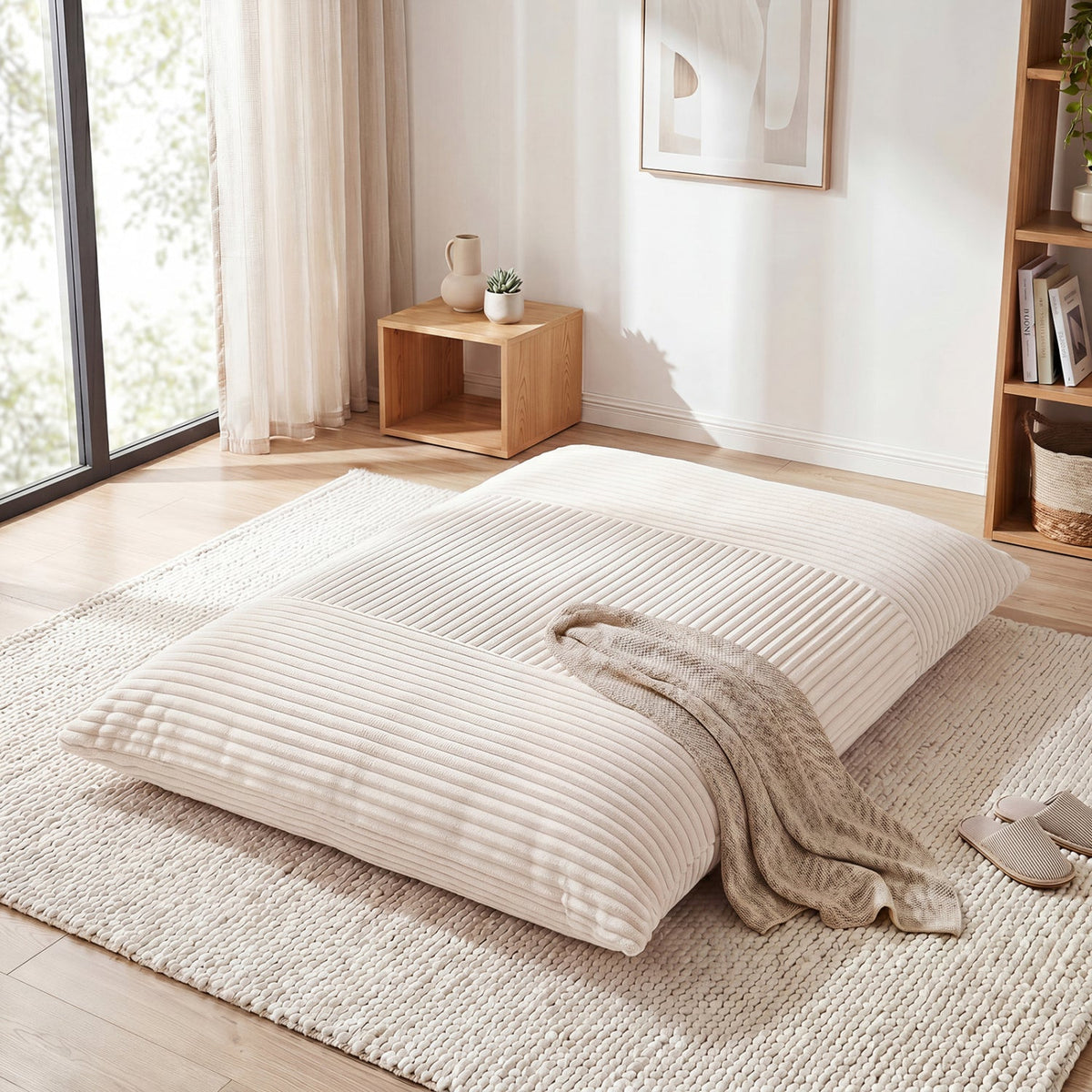 3-in-1 Convertible Bean Bag Chair with Corduroy Fabric