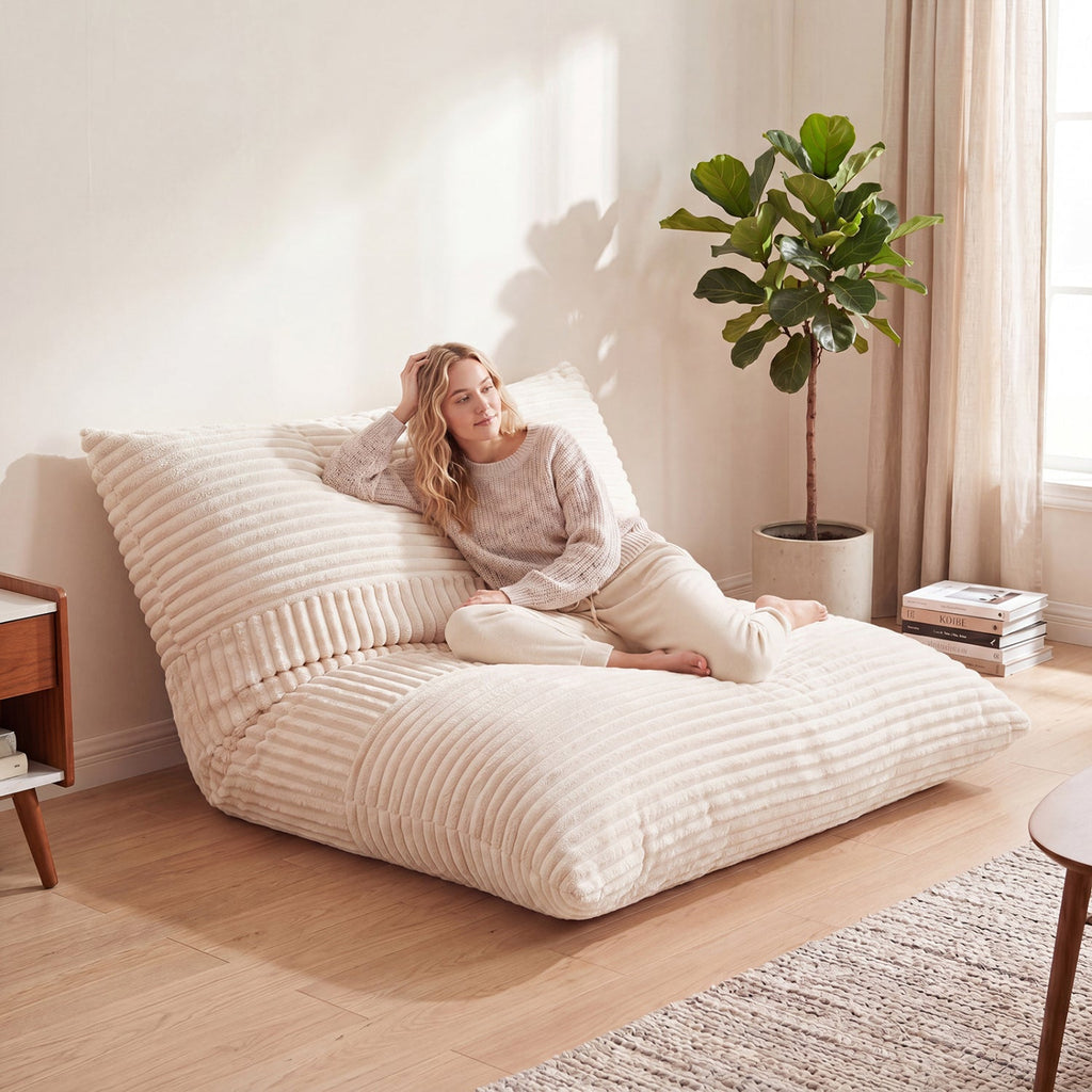 3-in-1 Convertible Bean Bag Chair with Corduroy Fabric