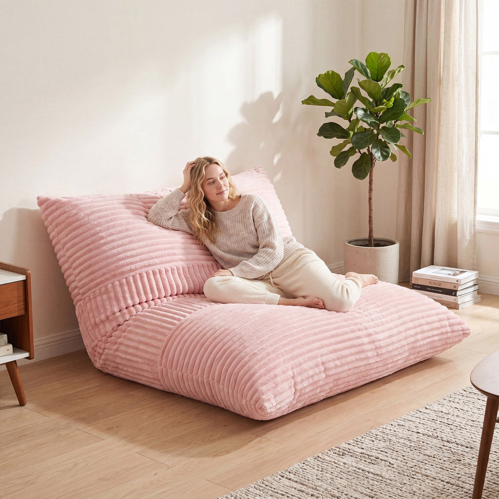 3-in-1 Convertible Bean Bag Chair with Corduroy Fabric