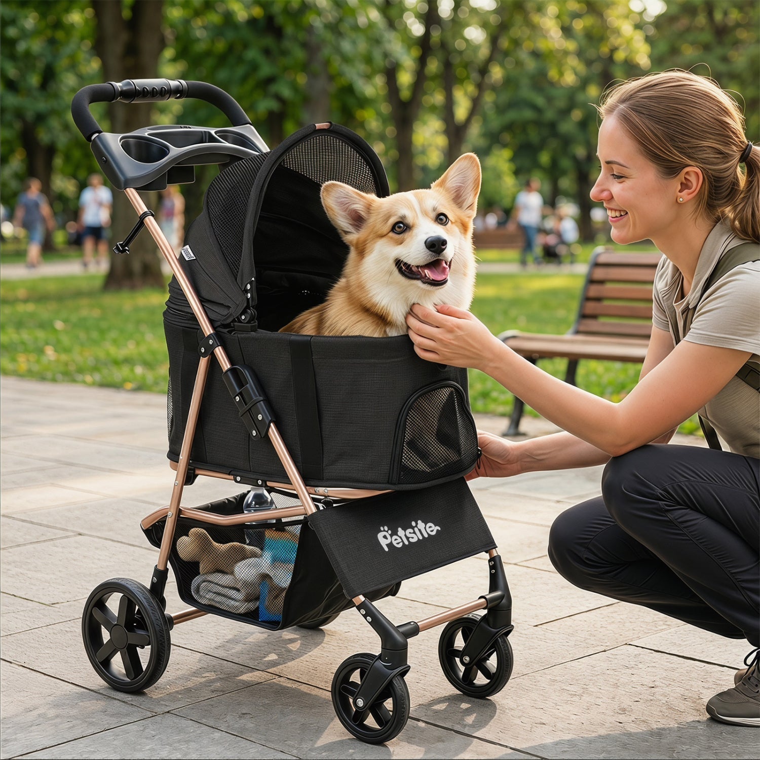 3-in-1 Foldable Pet Stroller for Small to Medium Dogs