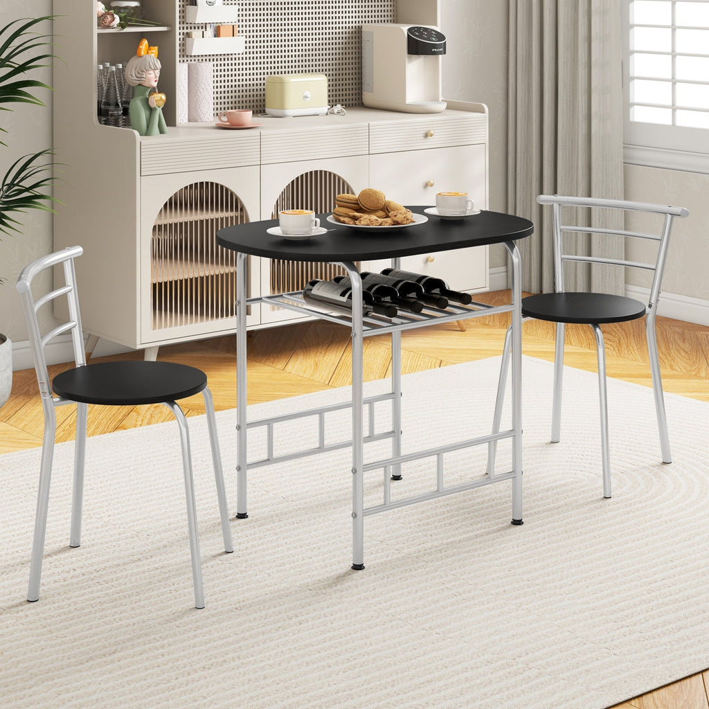 3 pcs Home Kitchen Bistro Pub Dining Table 2 Chairs Set
