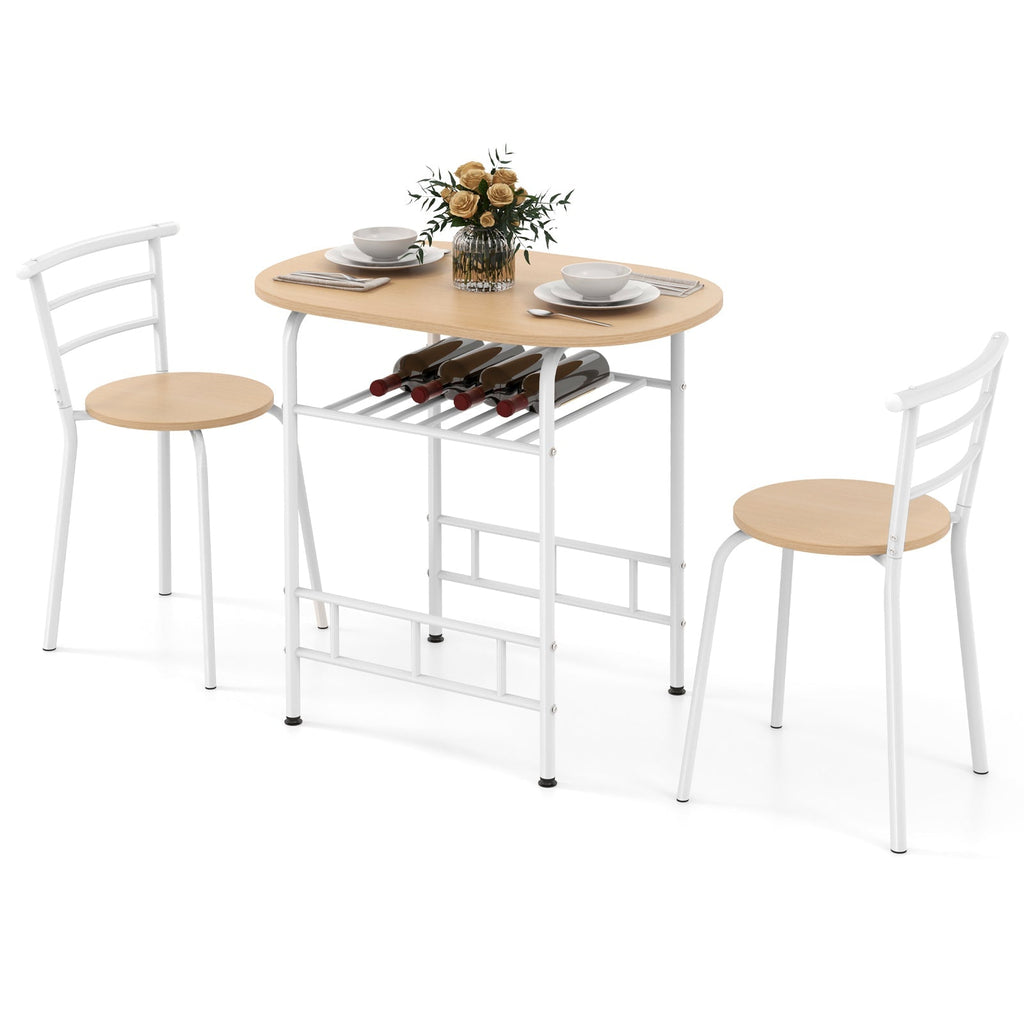 3 pcs Home Kitchen Bistro Pub Dining Table 2 Chairs Set