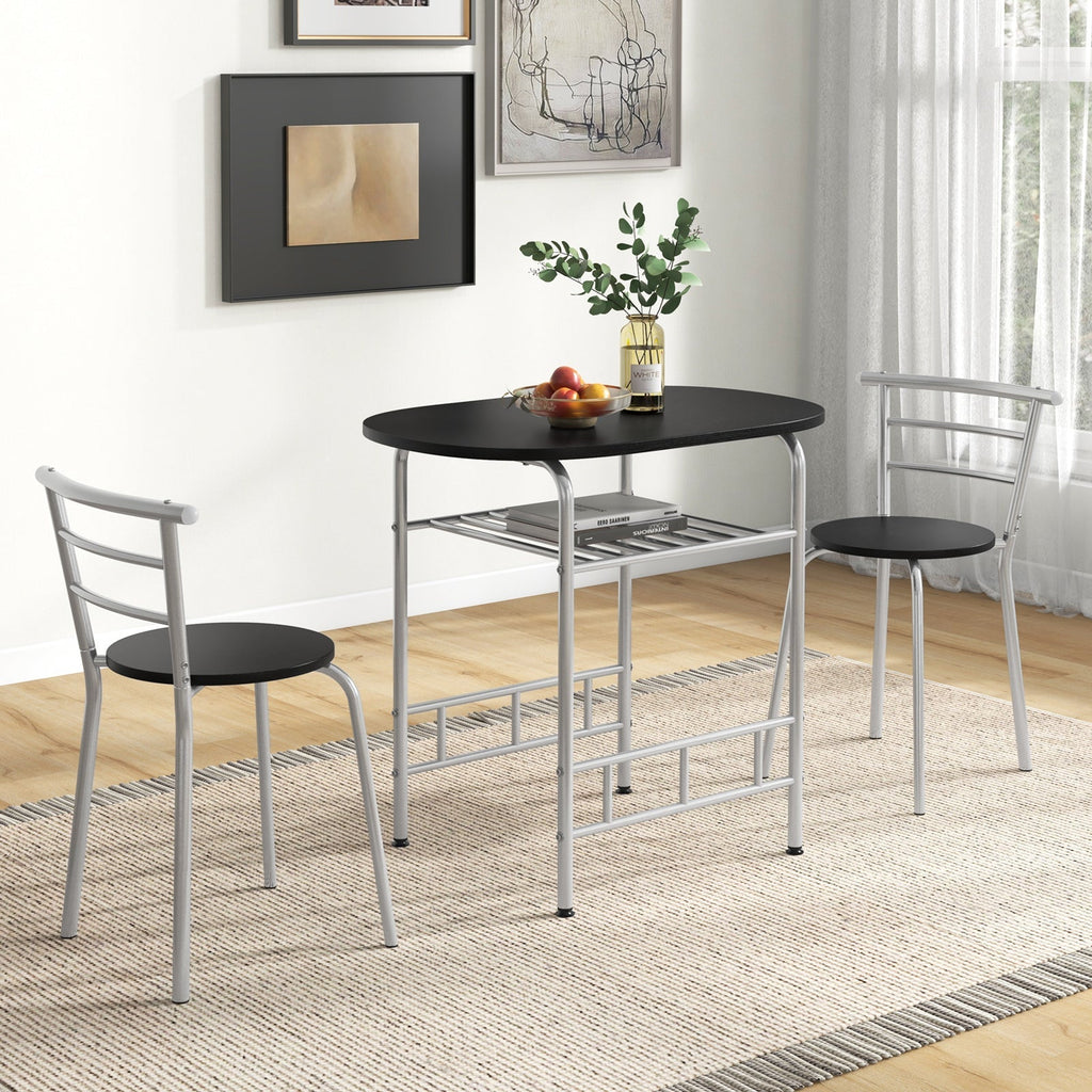 3 pcs Home Kitchen Bistro Pub Dining Table 2 Chairs Set