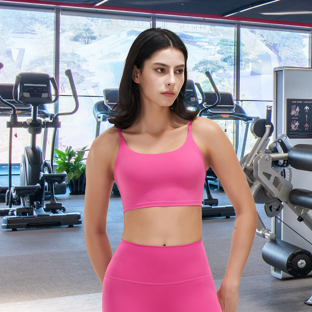 Women Sport Bras with Removable Pads, Low-Impact Square Neck